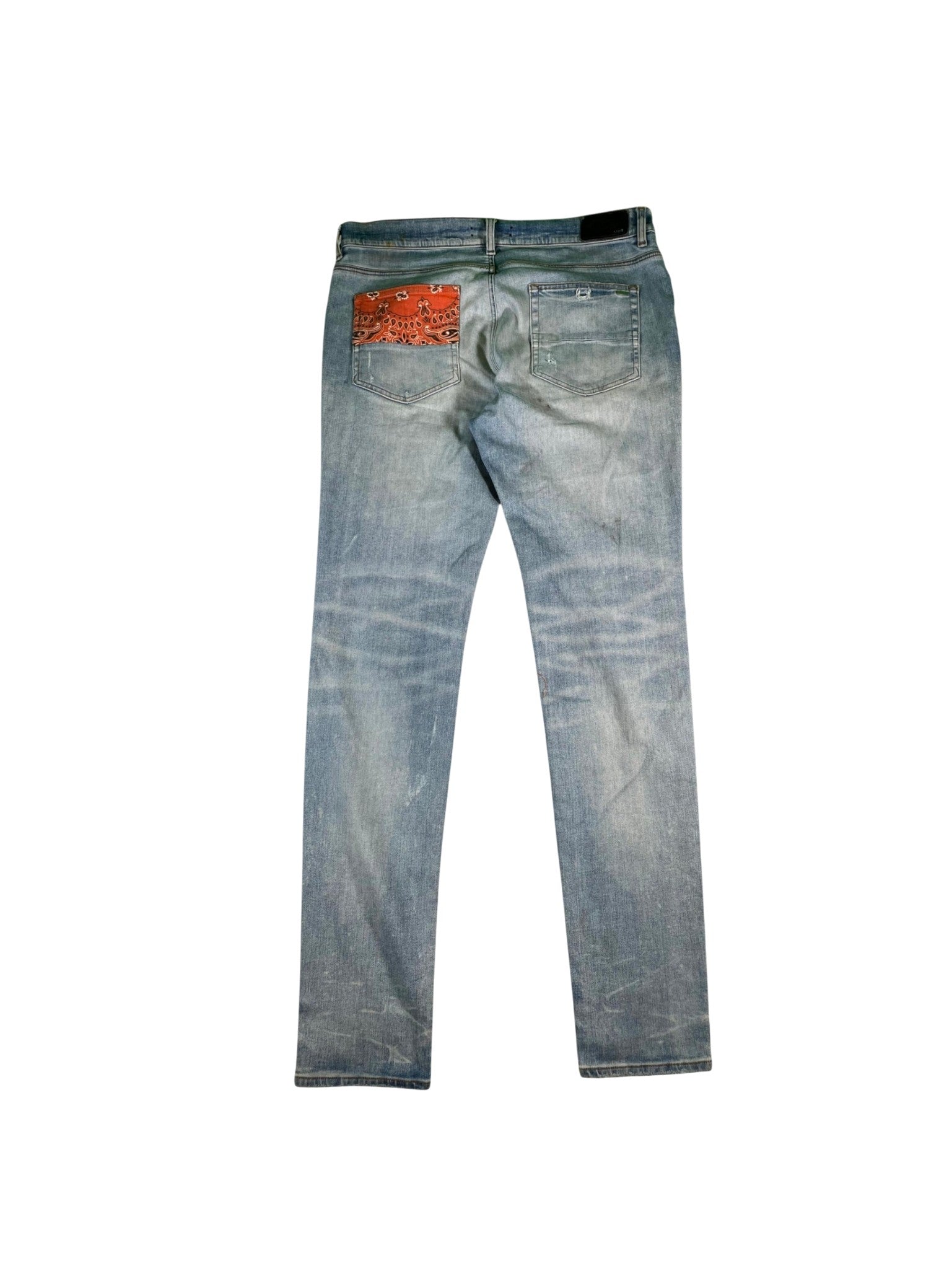 Amiri "Bandana Patch" Light Wash & Orange Jeans