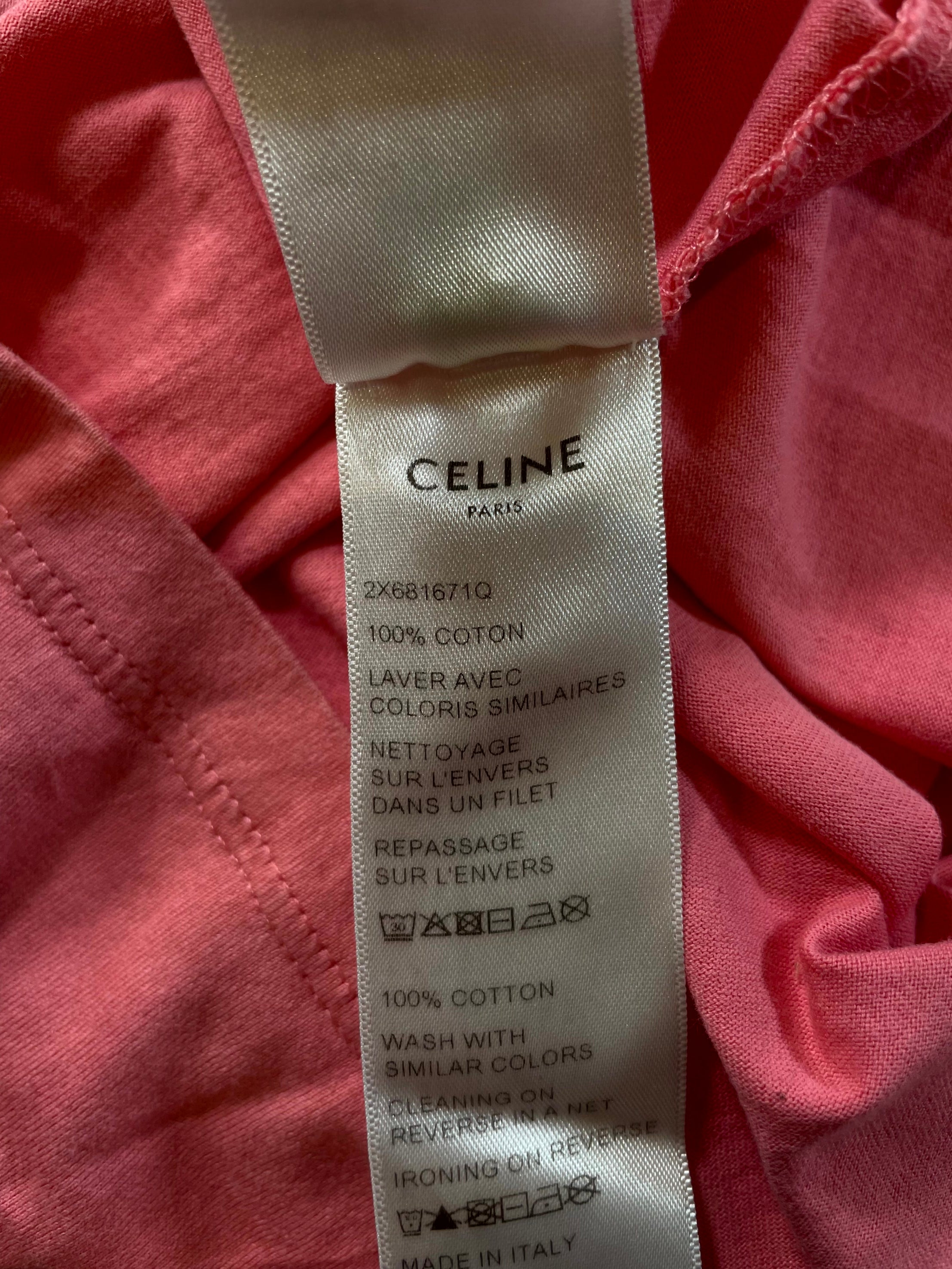 Celine Logo Pink & White Tee