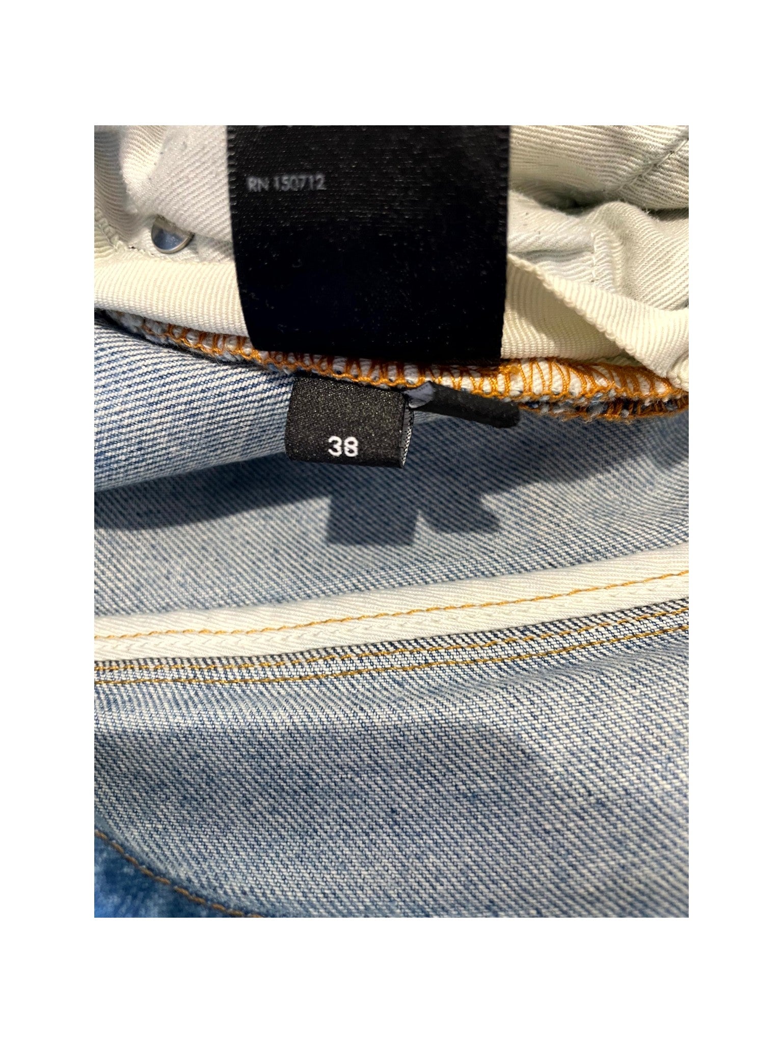 Amiri "Bandana Patch" Light Wash & Orange Jeans