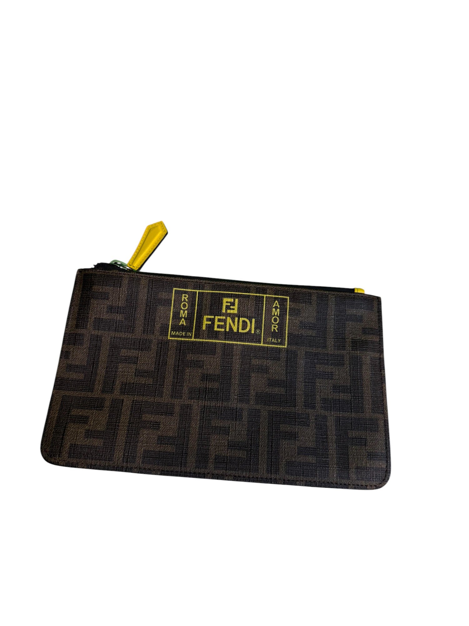 Fendi All Over Brown & Yellow Wallet