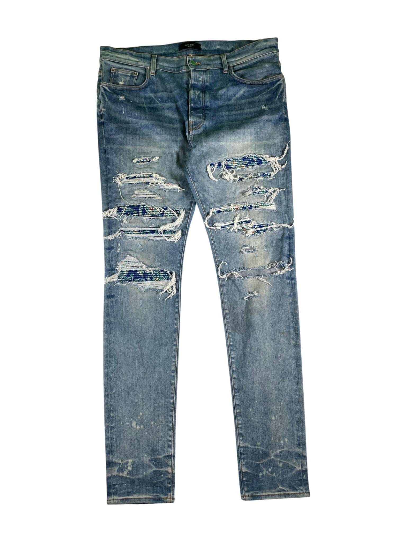 Amiri Pajama Paisley Patchwork Light Wash Jeans