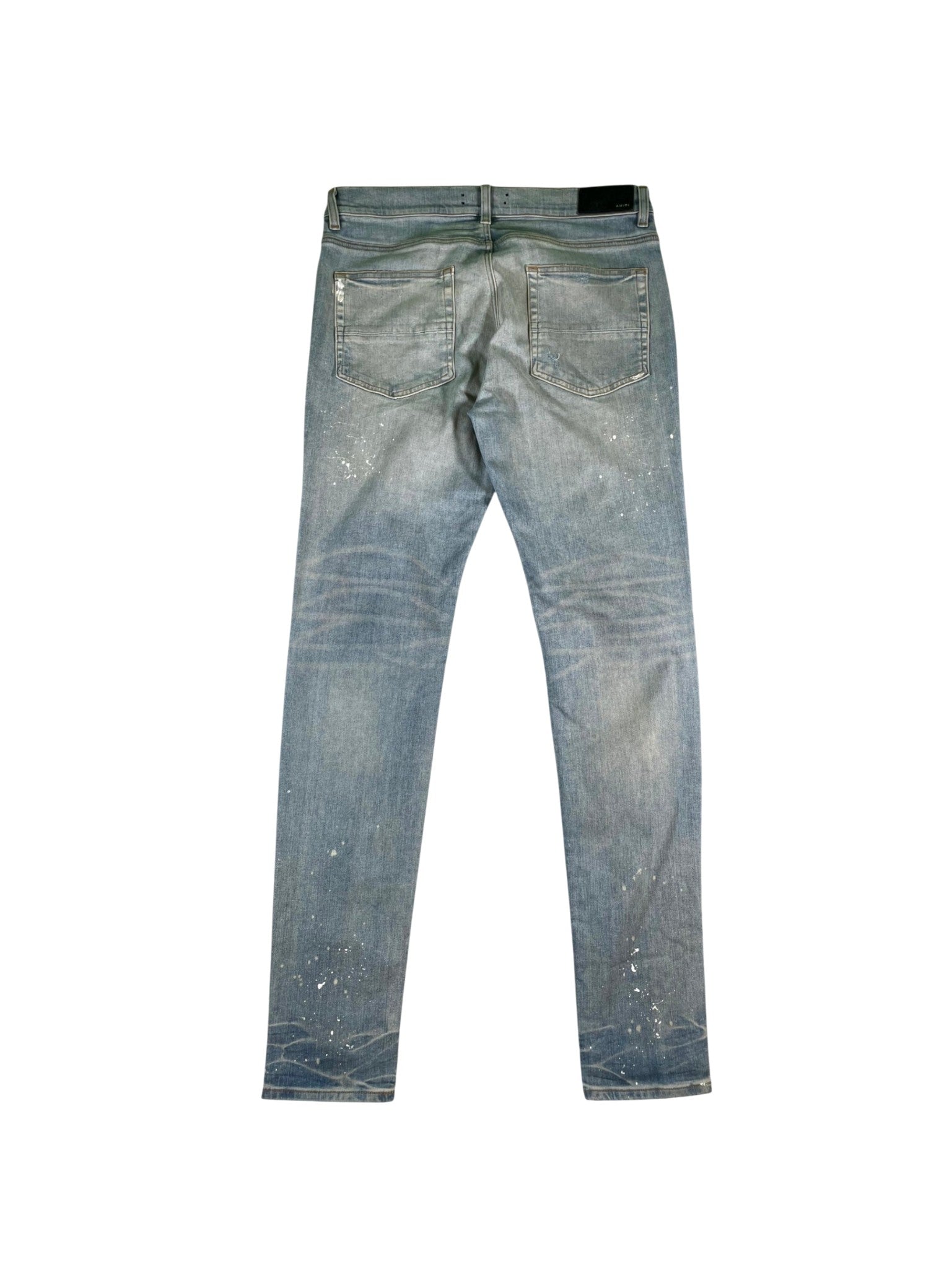 Amiri "Plaid Patch MX1" Light Wash & Green Jeans