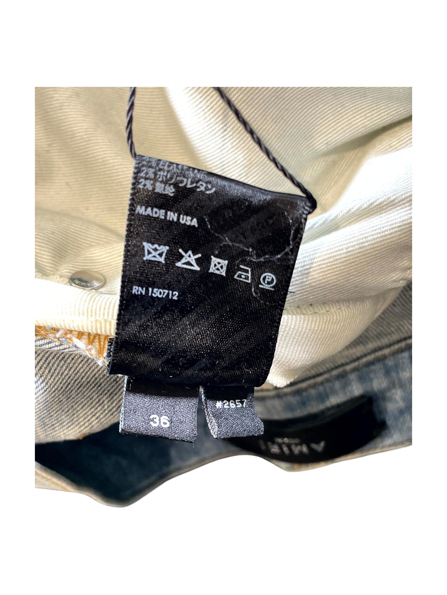 Amiri "Plaid Patch MX1" Light Wash & Green Jeans