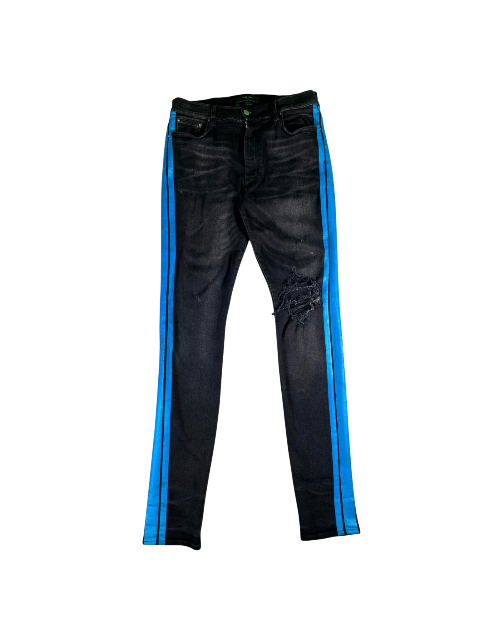 Amiri Stripe Black Wash & Blue Jeans