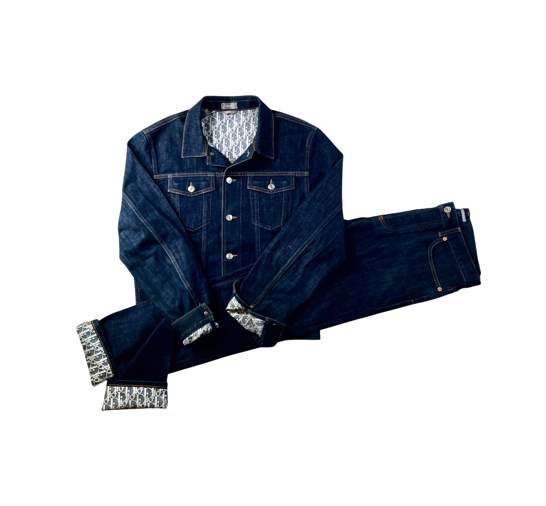 Dior Selvedge Denim Monogram Dark Blue Set