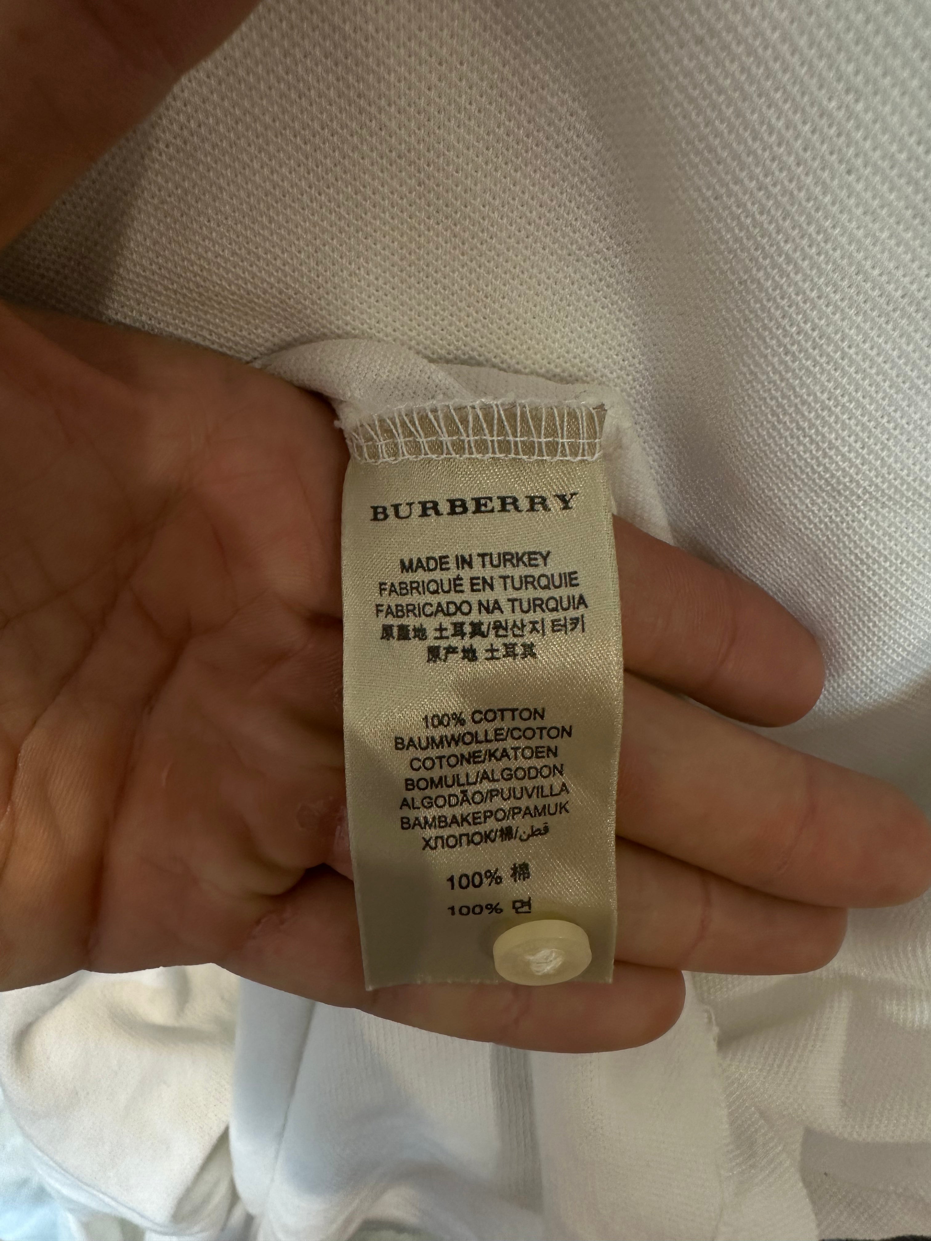 Burberry Polo Collar Logo White Used XL