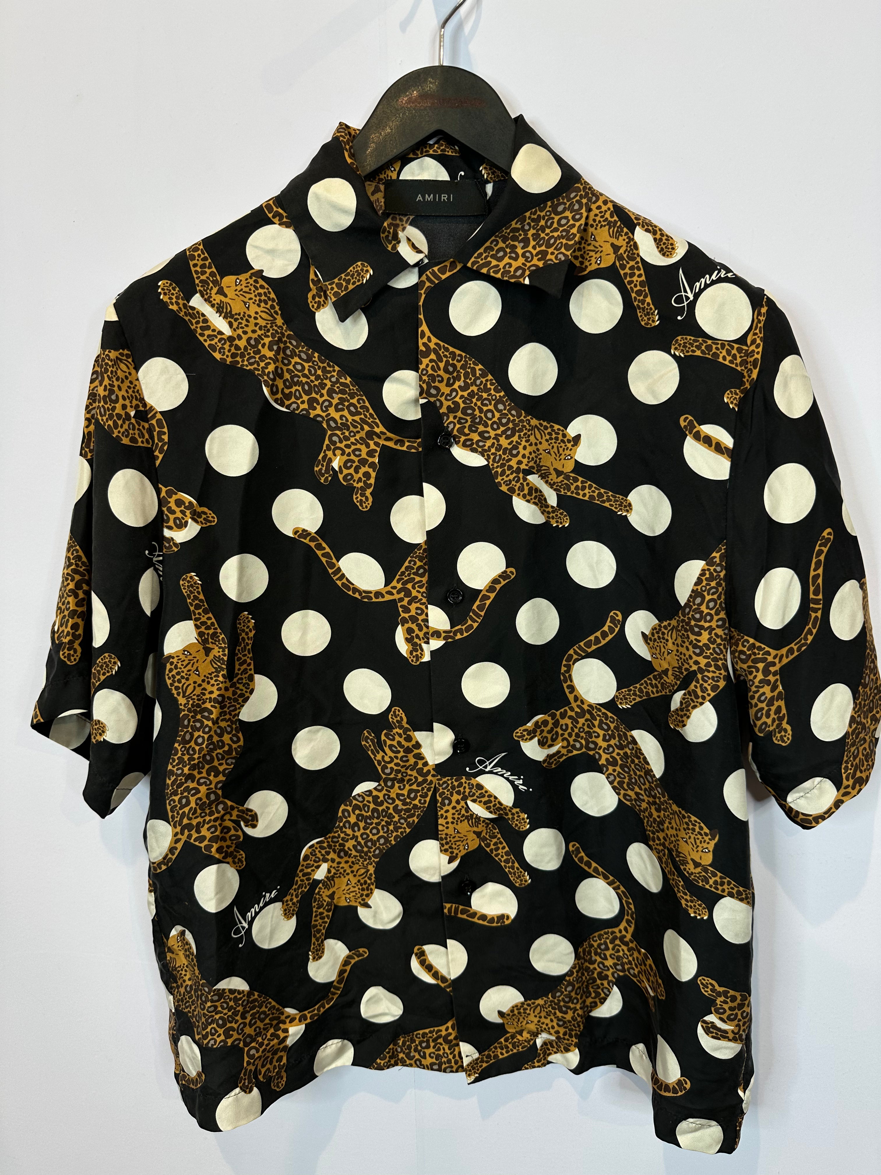 Amiri Polka Dot Cheetah Silk Set Black Used Medium