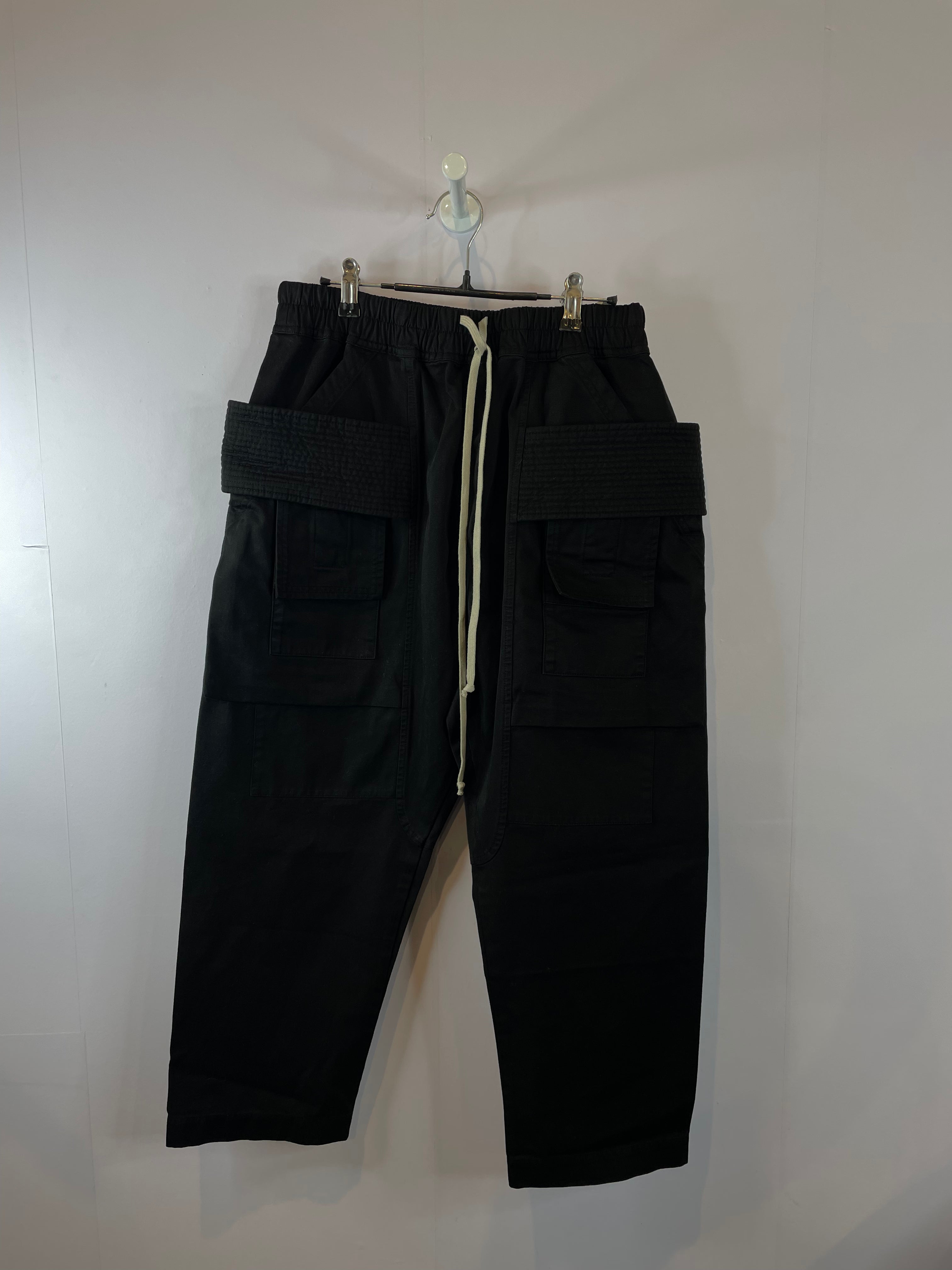 Rick Owens Black Cargo Creatch Dropped Pants