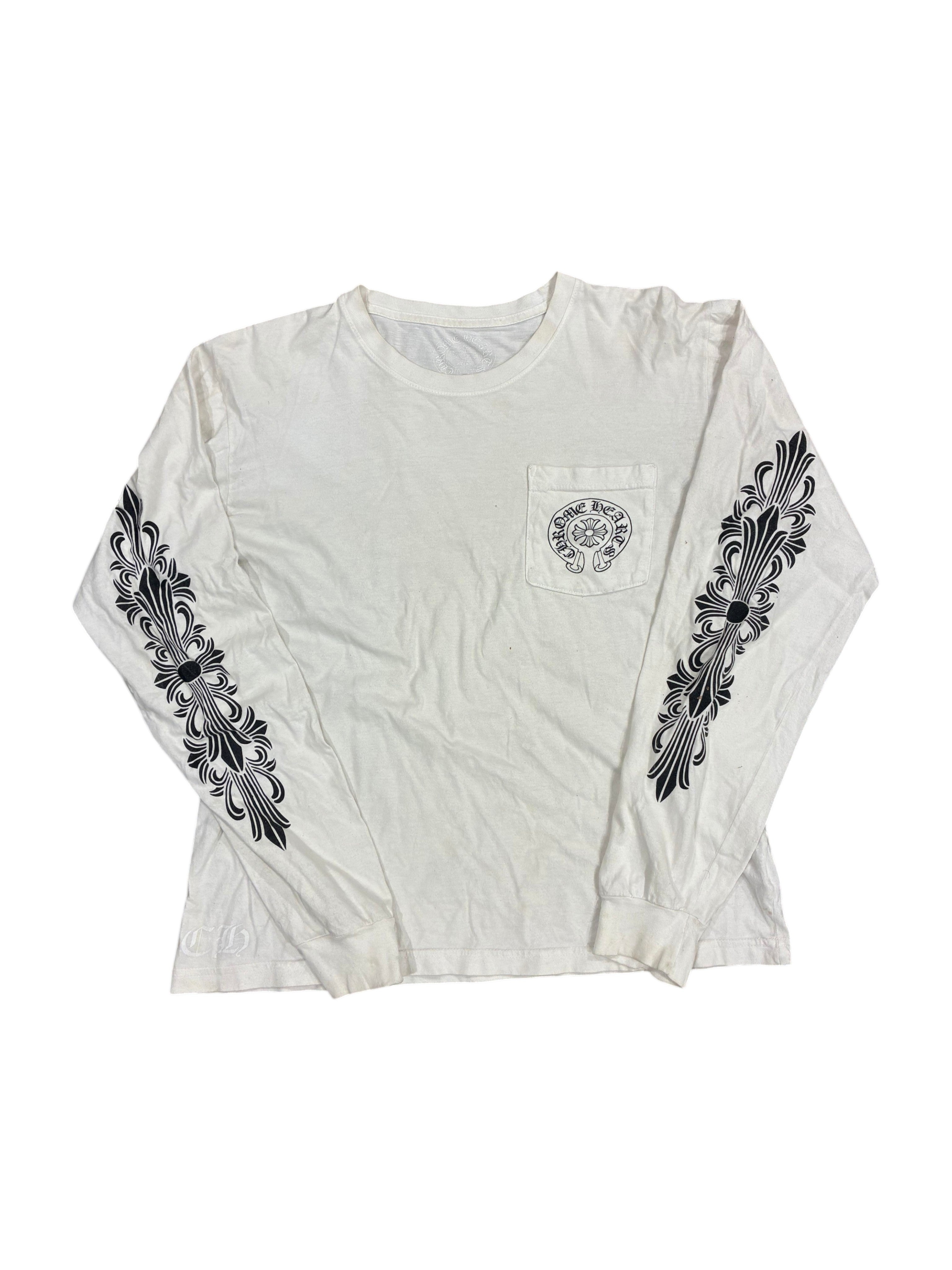 Chrome Hearts 'Las Vegas Floral Horseshoe' White Long Sleeve