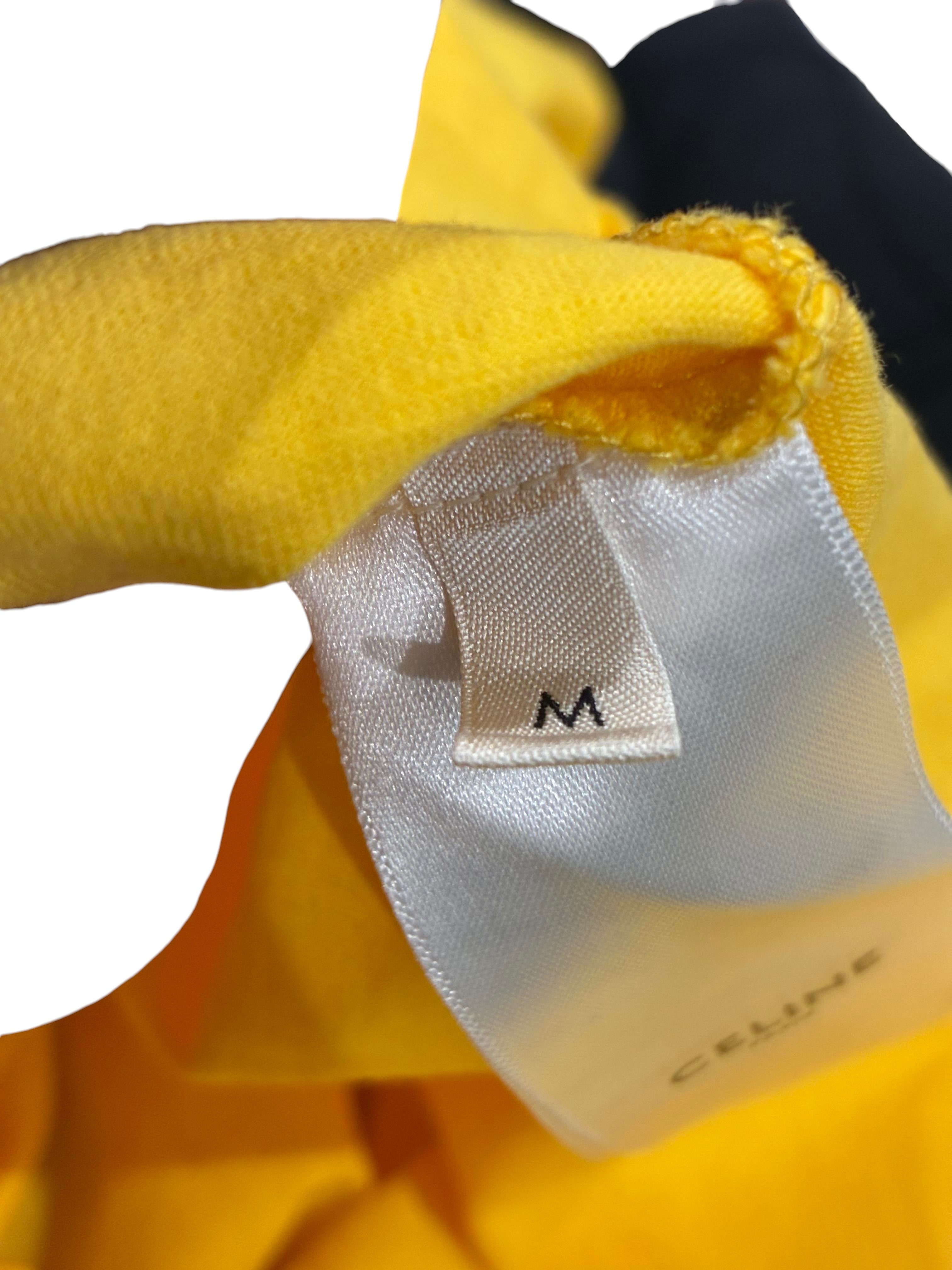 Celine Black Spellout Logo Yellow Tee