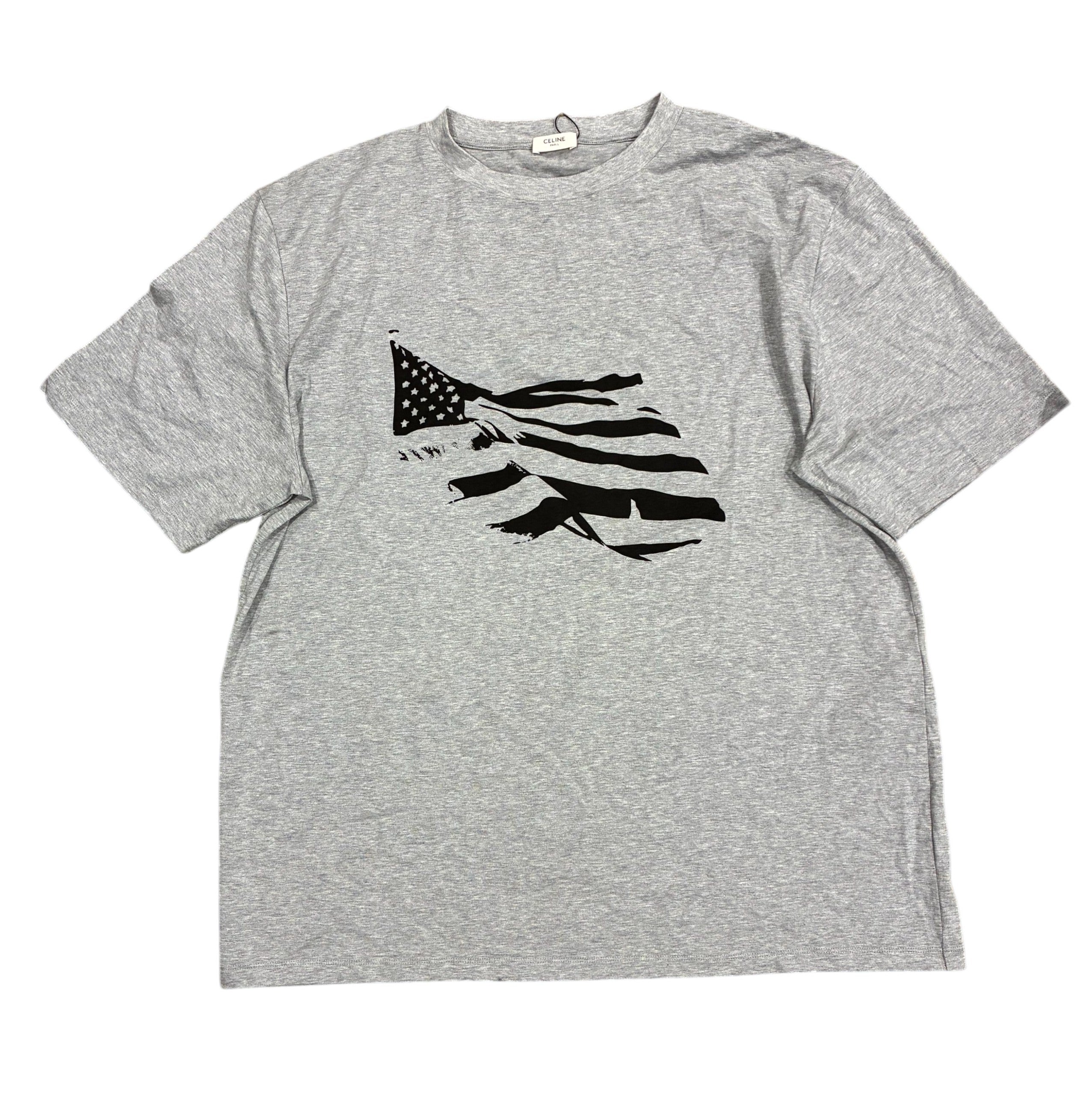 Celine American Flag Grey Tee