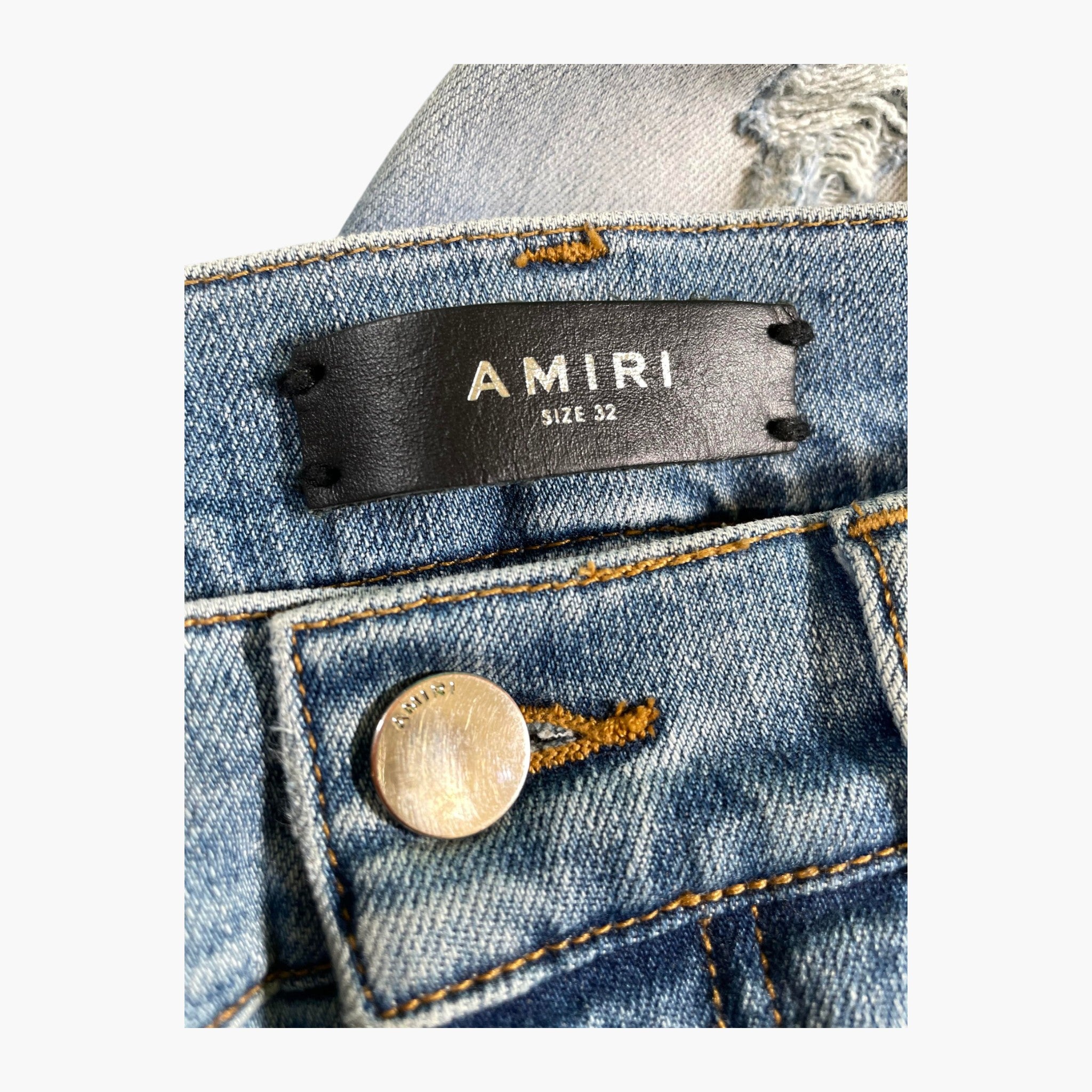 Amiri Sunset Palm Tree Light Wash Jeans