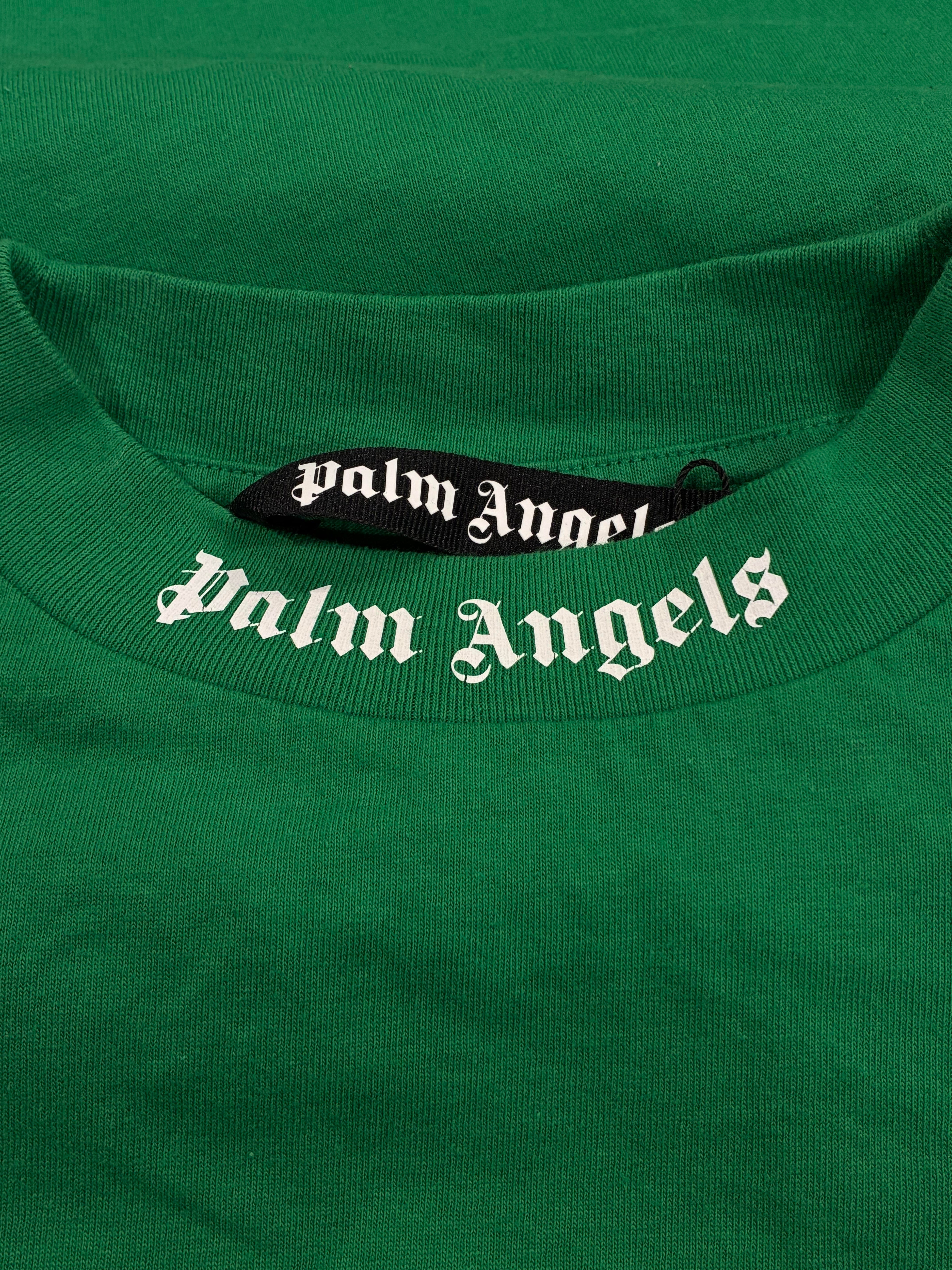 Palm Angels Green & White Oversized Tee