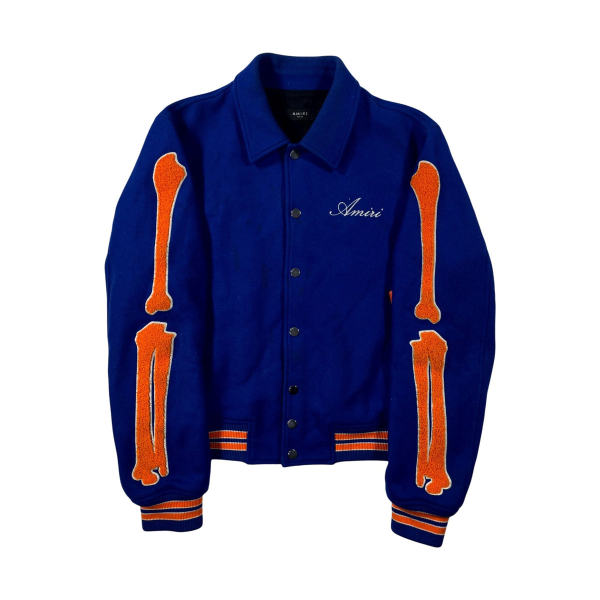 Amiri Bones Blue & Orange Varsity Jacket