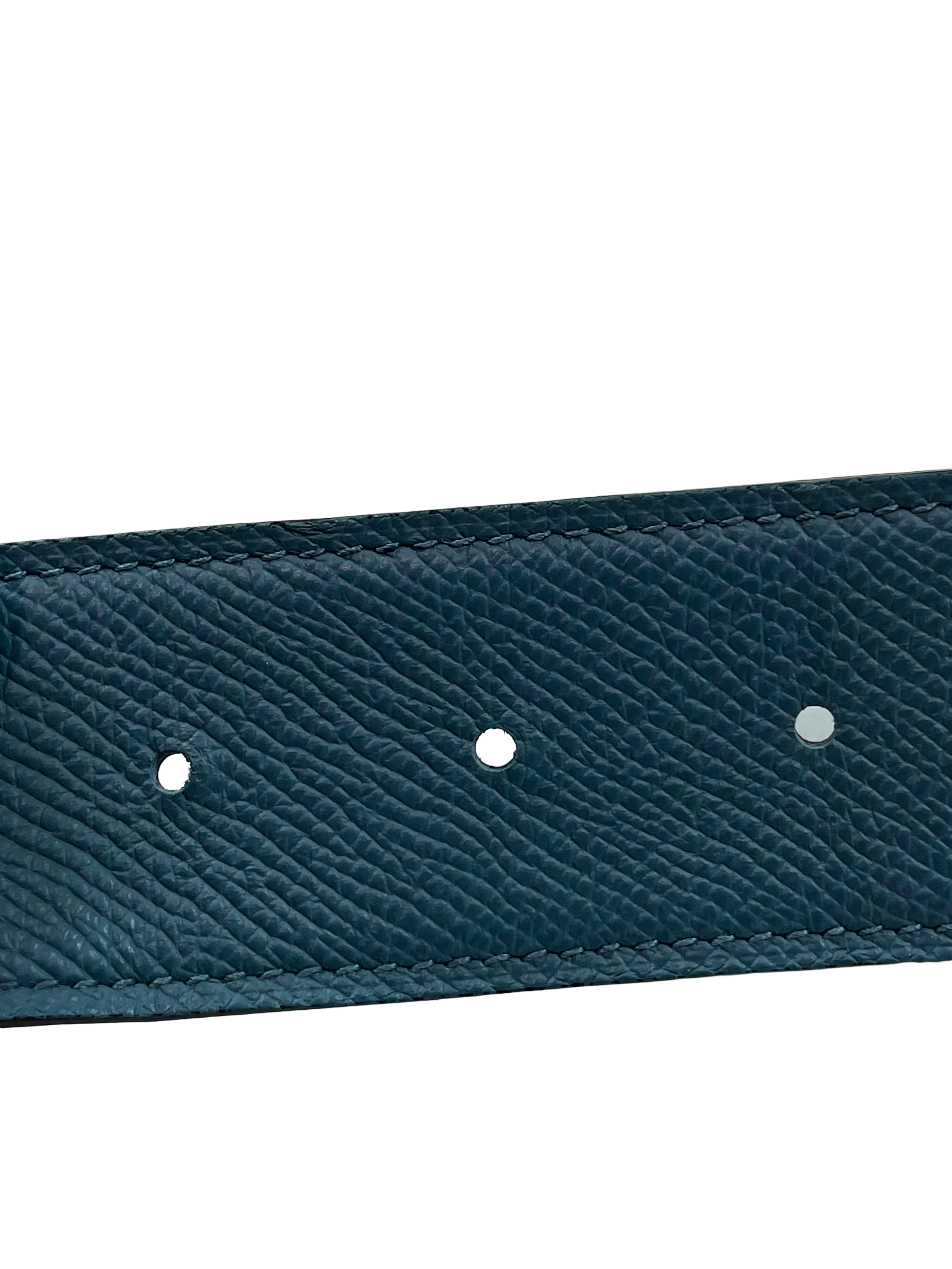 Hermes Reversible Belt Strap Blue Navy (85) Used