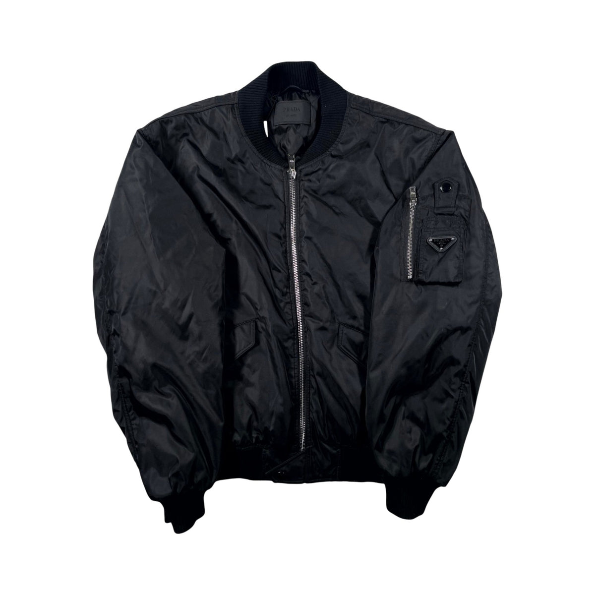 Prada Nylon Cargo Black Bomber Jacket