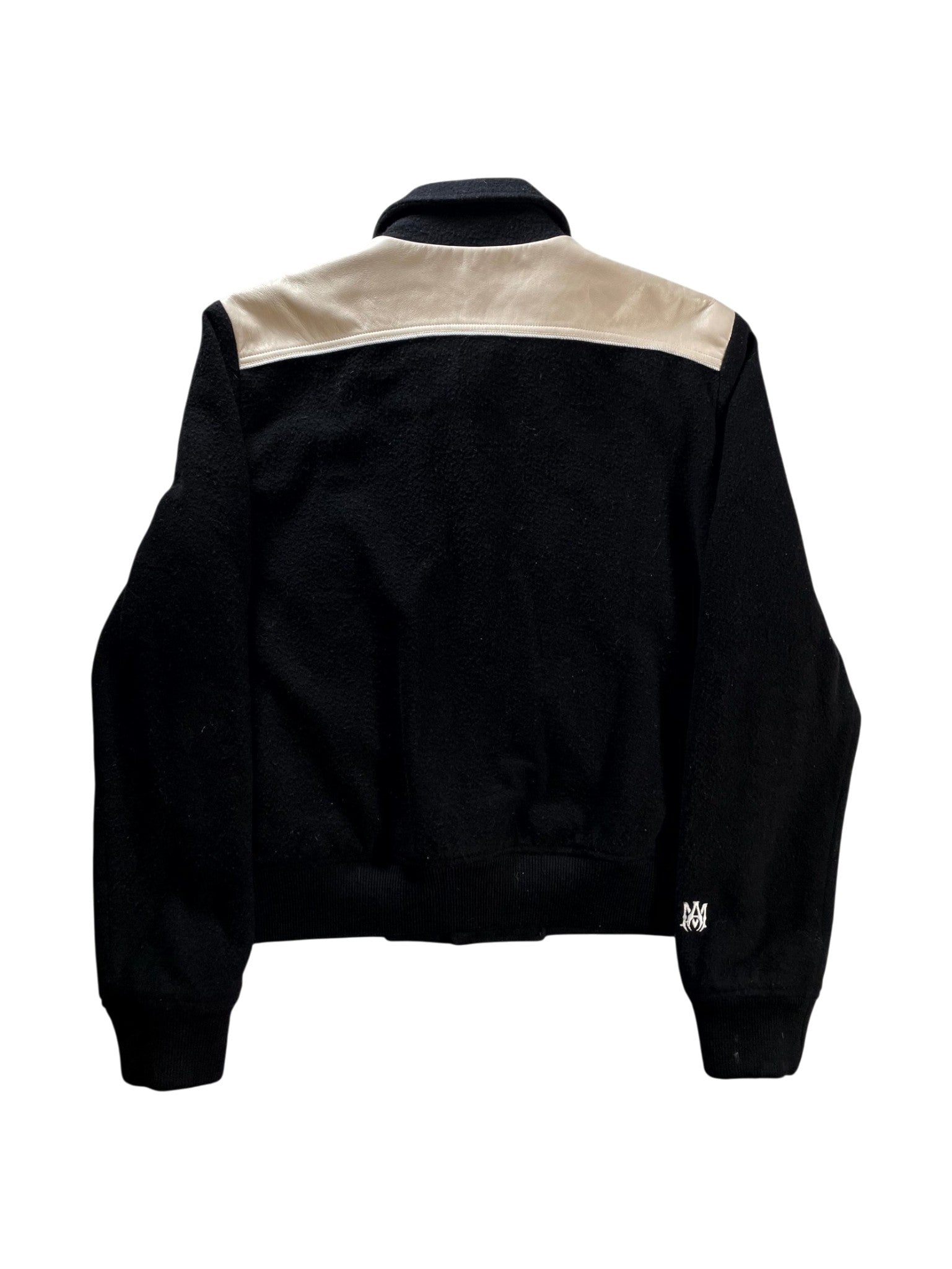 Amiri Leather "Varsity" Black & Cream Jacket