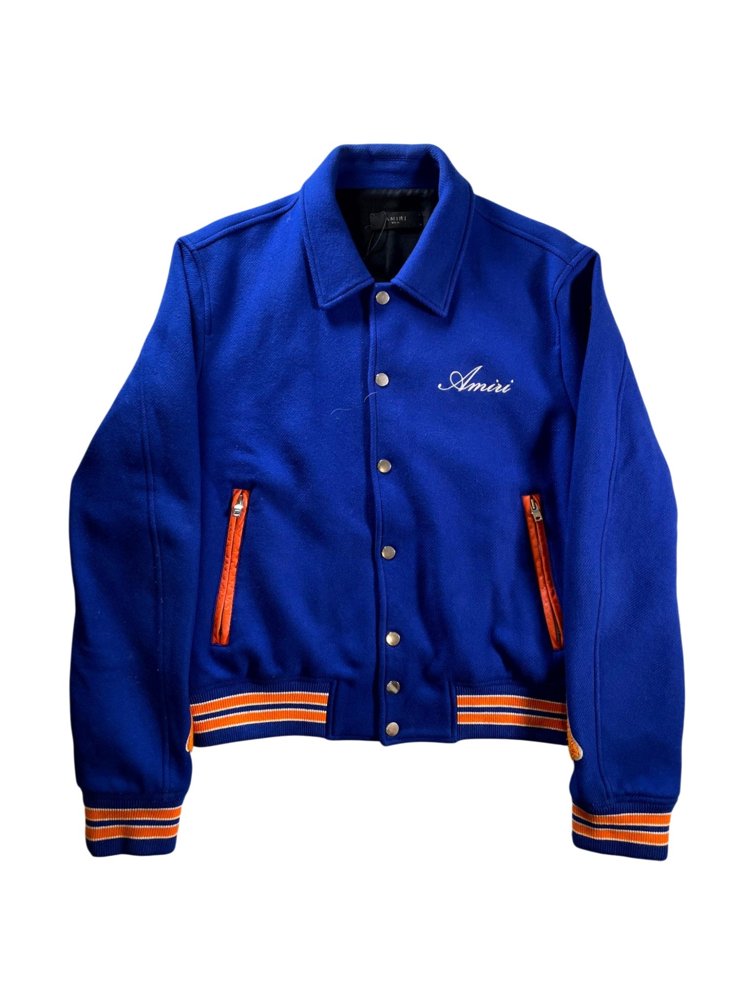 Amiri Bone Blue & Orange Varsity Jacket