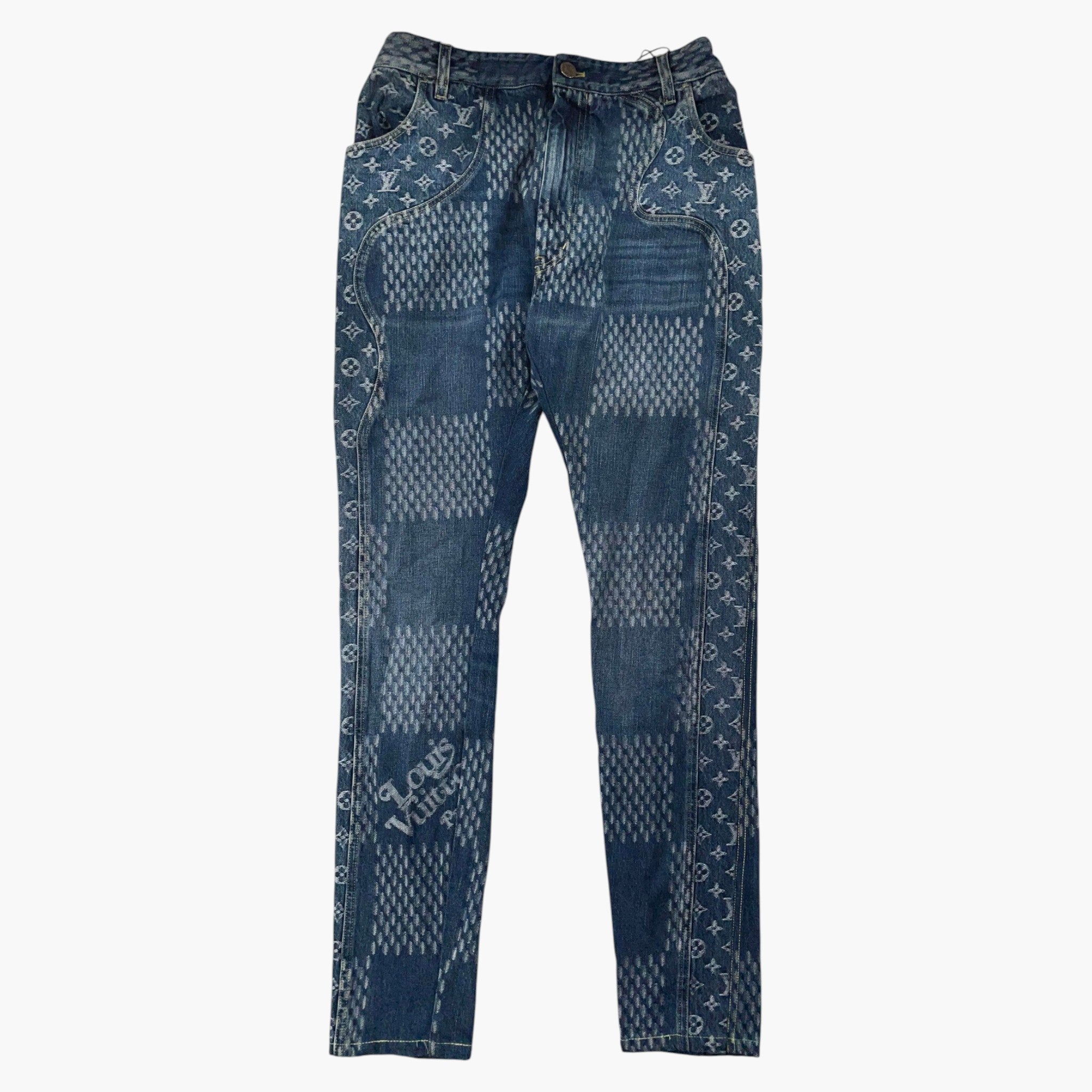 Louis Vuitton Nigo Damier Wave Light Wash Denim Jeans