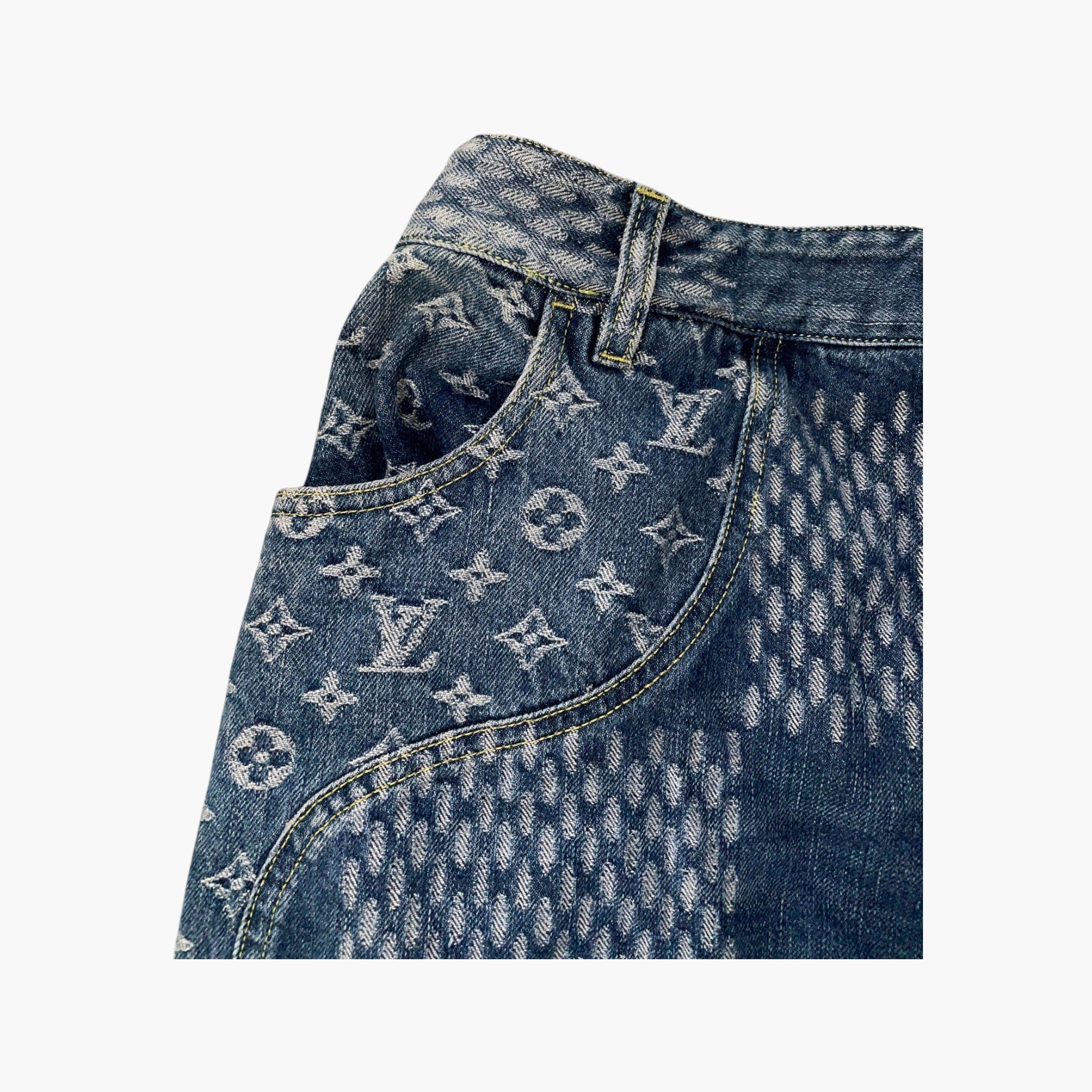 Louis Vuitton Nigo Damier Wave Light Wash Denim Jeans