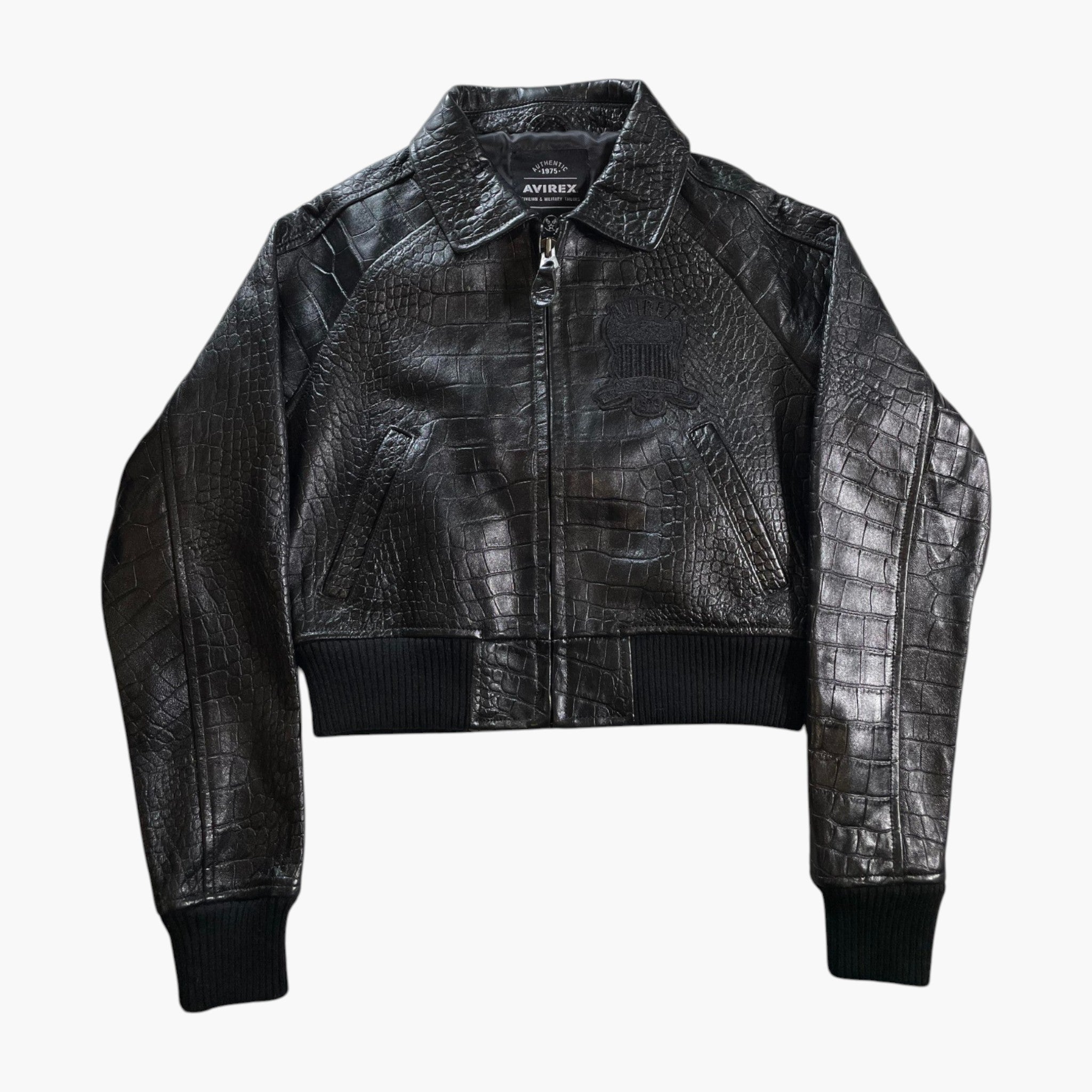 Avirex Distressed Croc Icon Black Jacket