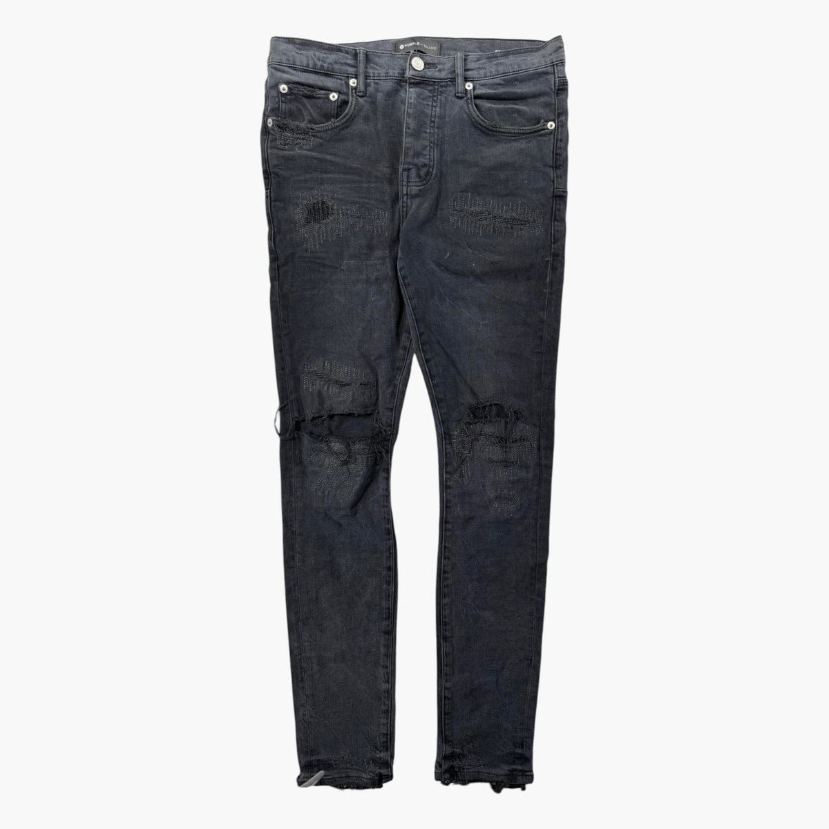 Purple Brand Distressed Black Wash Ripped Jeans