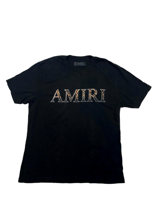 Amiri Cheetah Coro Logo Black Tee