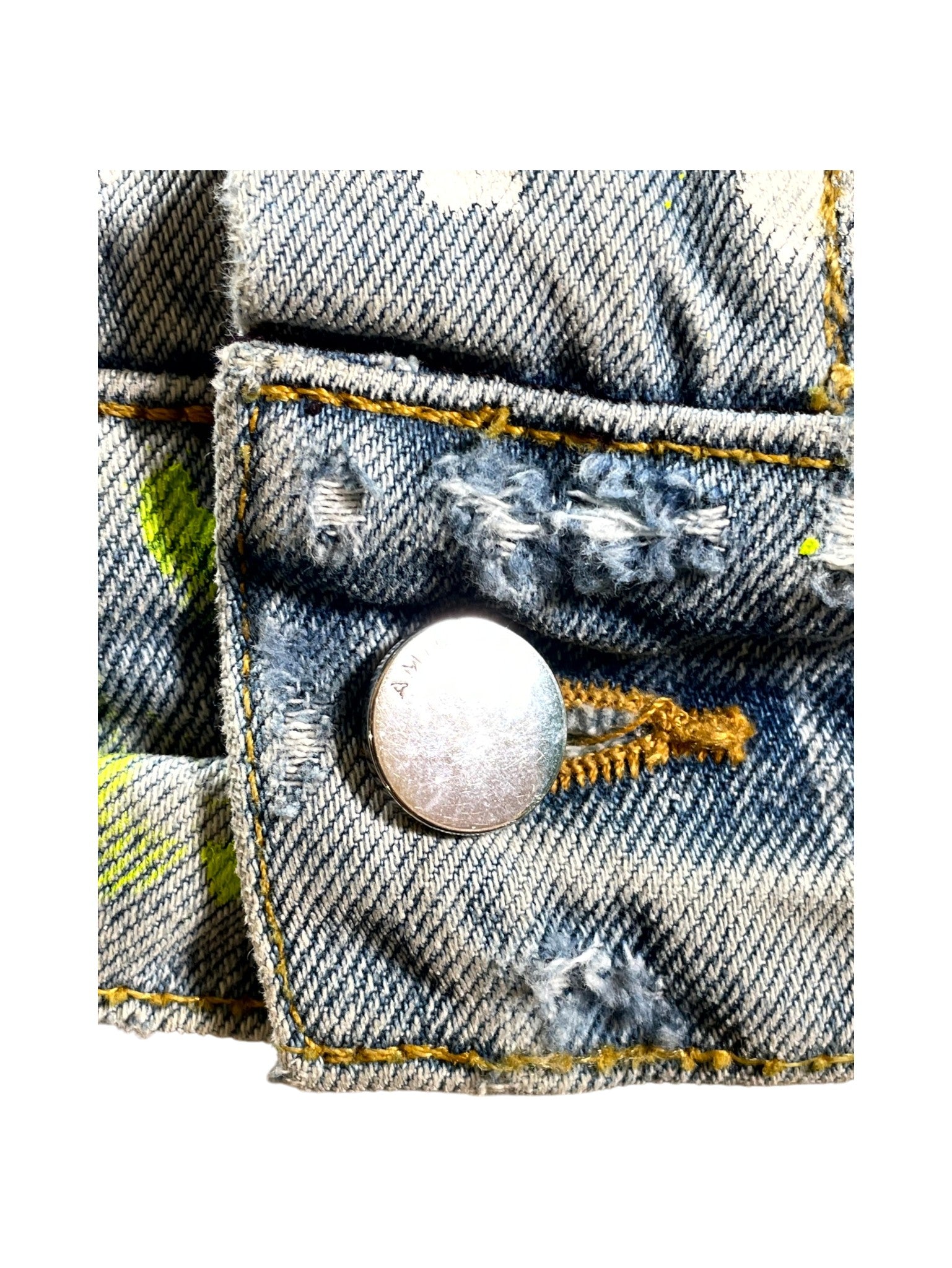 Amiri Splatter Stripe Light Wash & Neon Denim Jacket