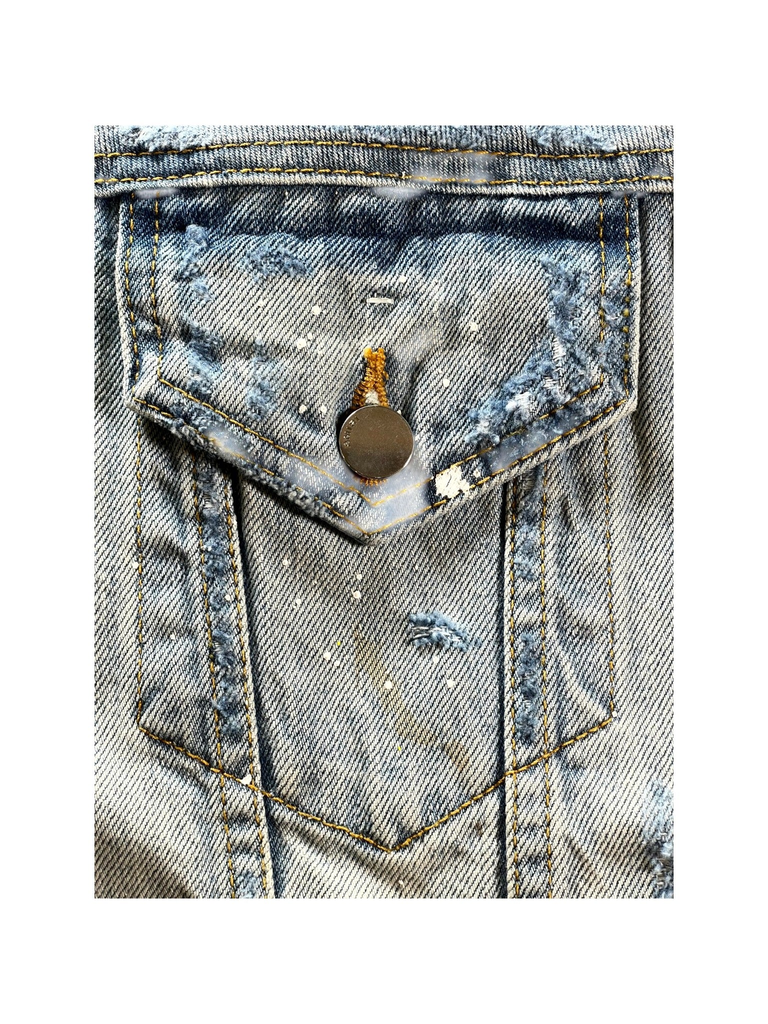 Amiri Splatter Stripe Light Wash & Neon Denim Jacket
