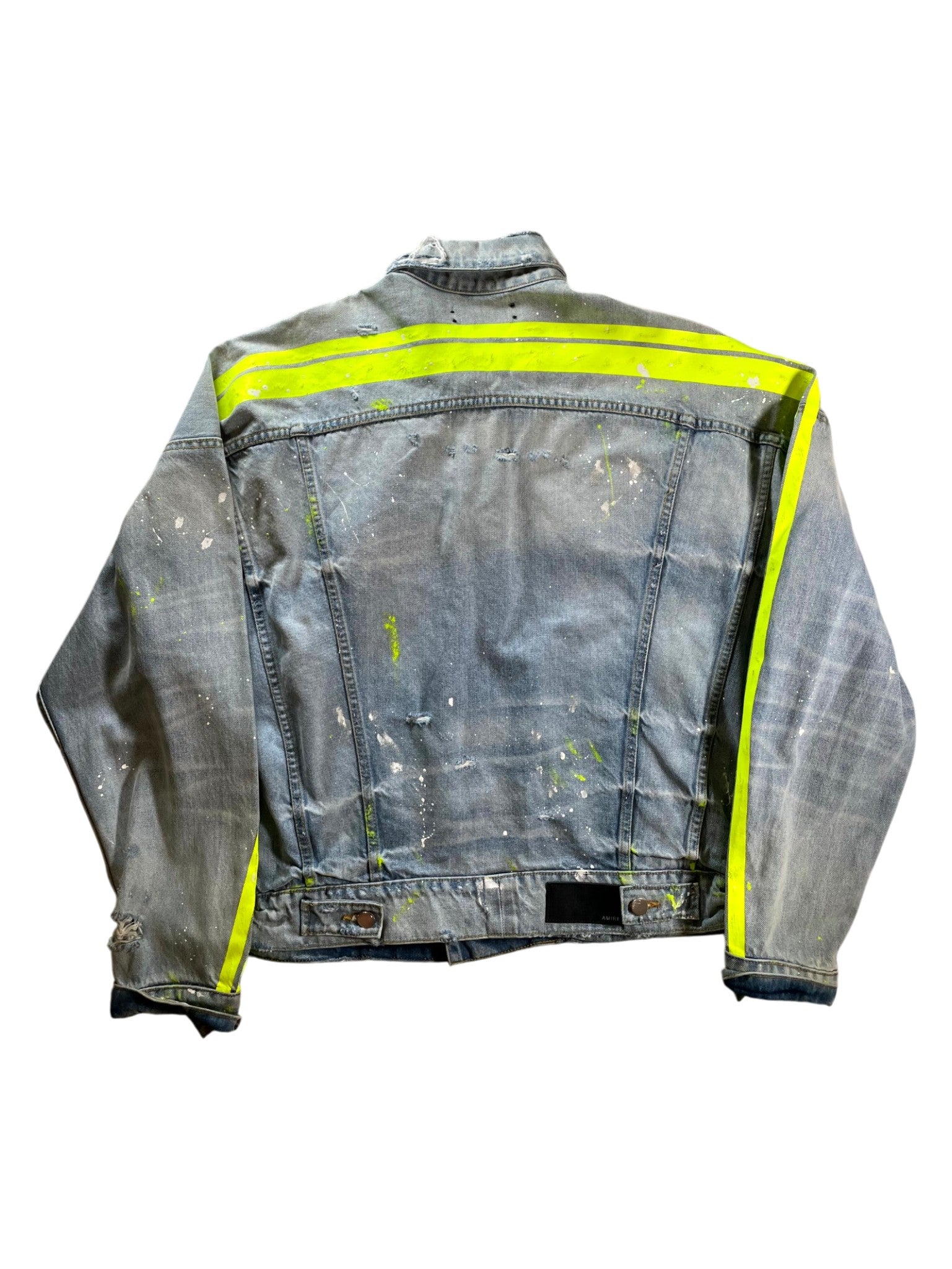 Amiri Splatter Stripe Light Wash & Neon Denim Jacket