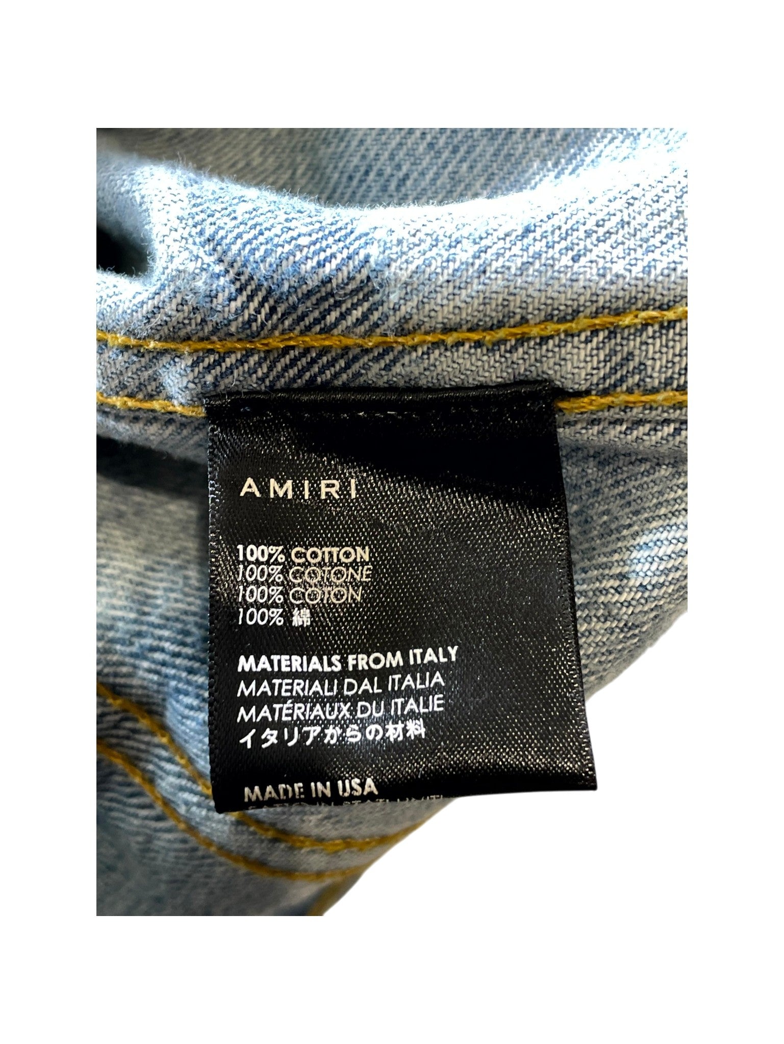 Amiri Splatter Stripe Light Wash & Neon Denim Jacket