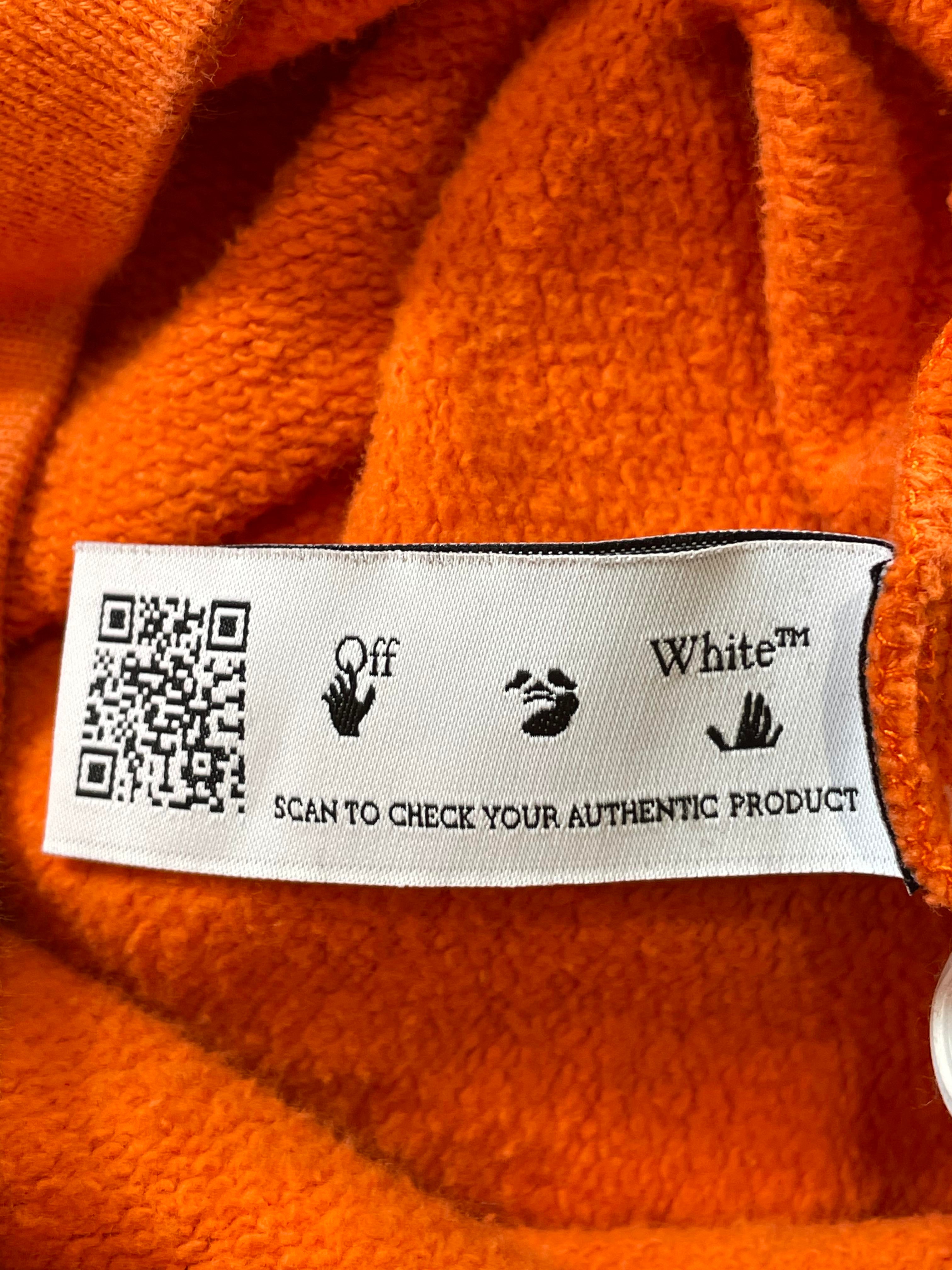 Off White Orange Black Painted Arrow Logo Hoodie