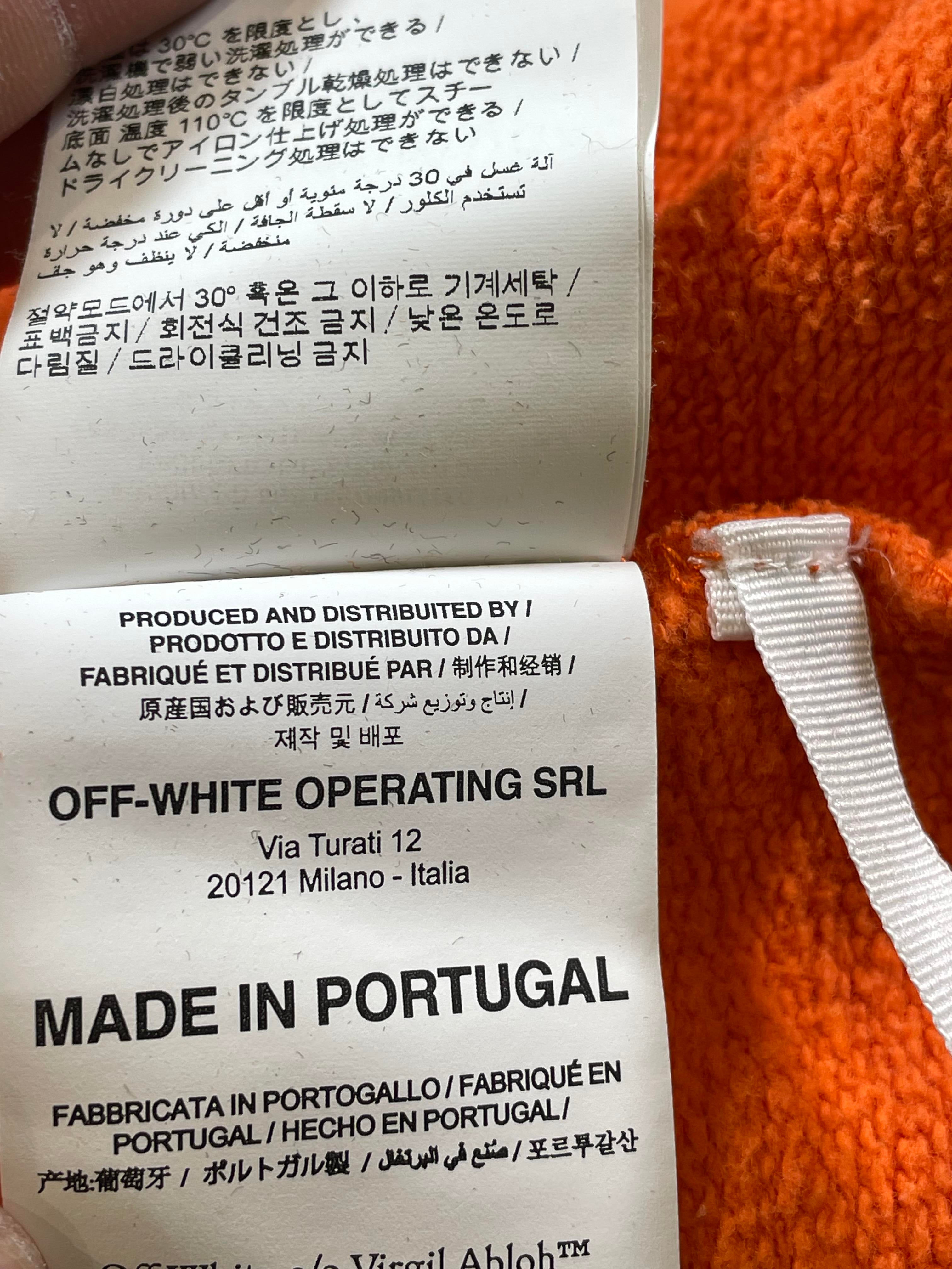 Off White Orange Black Painted Arrow Logo Hoodie