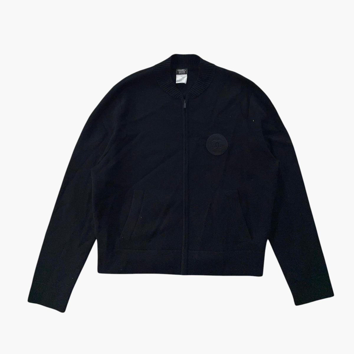 Chanel Uniform Black Zip Up Cardigan