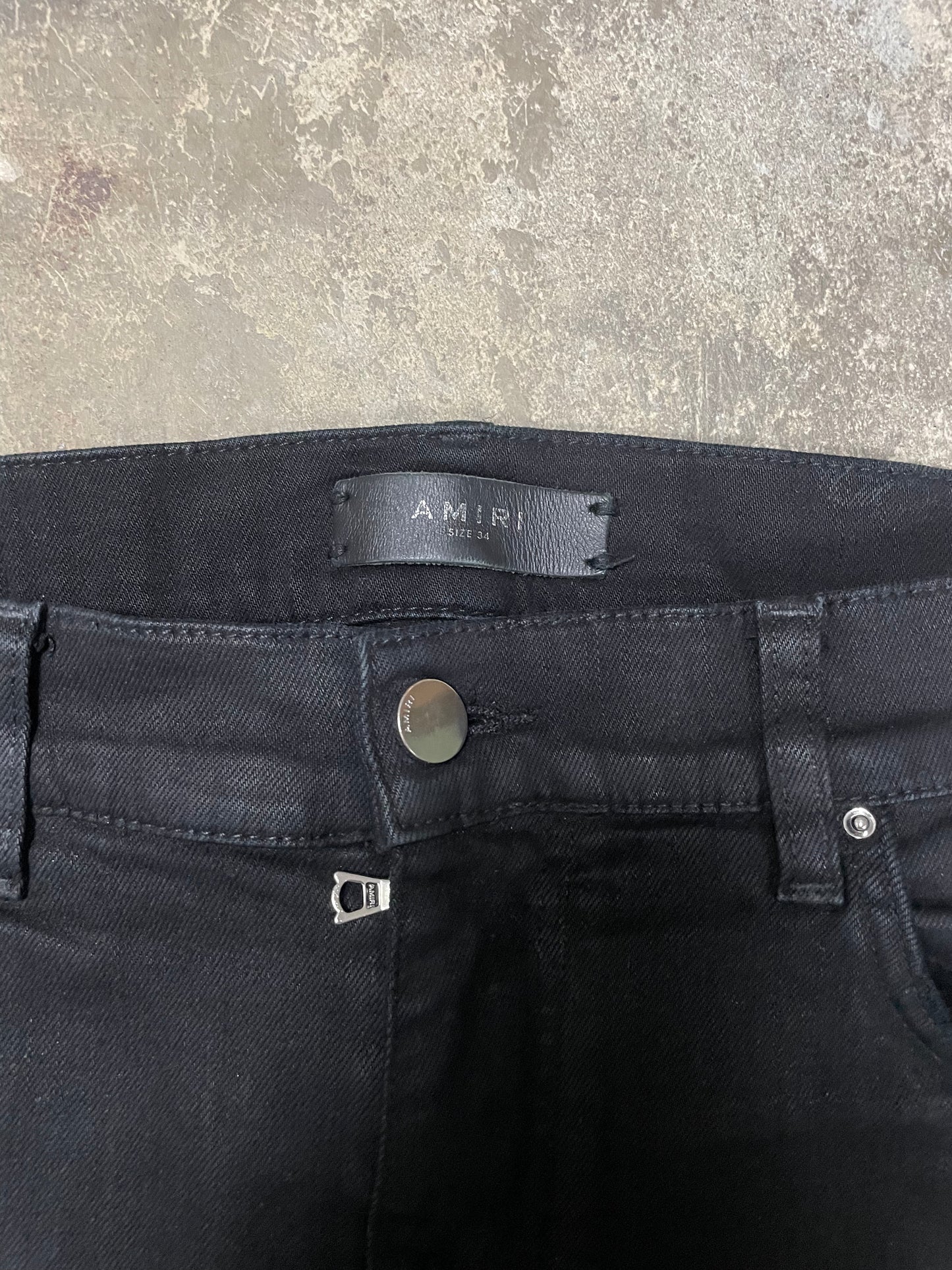 Amiri Jeans Black Wax Thrasher Used 34