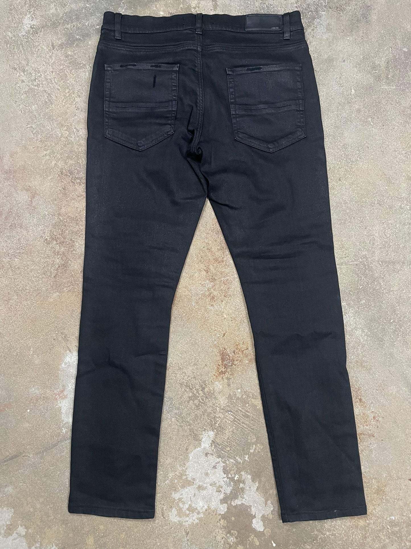 Amiri Jeans Black Wax Thrasher Used 34