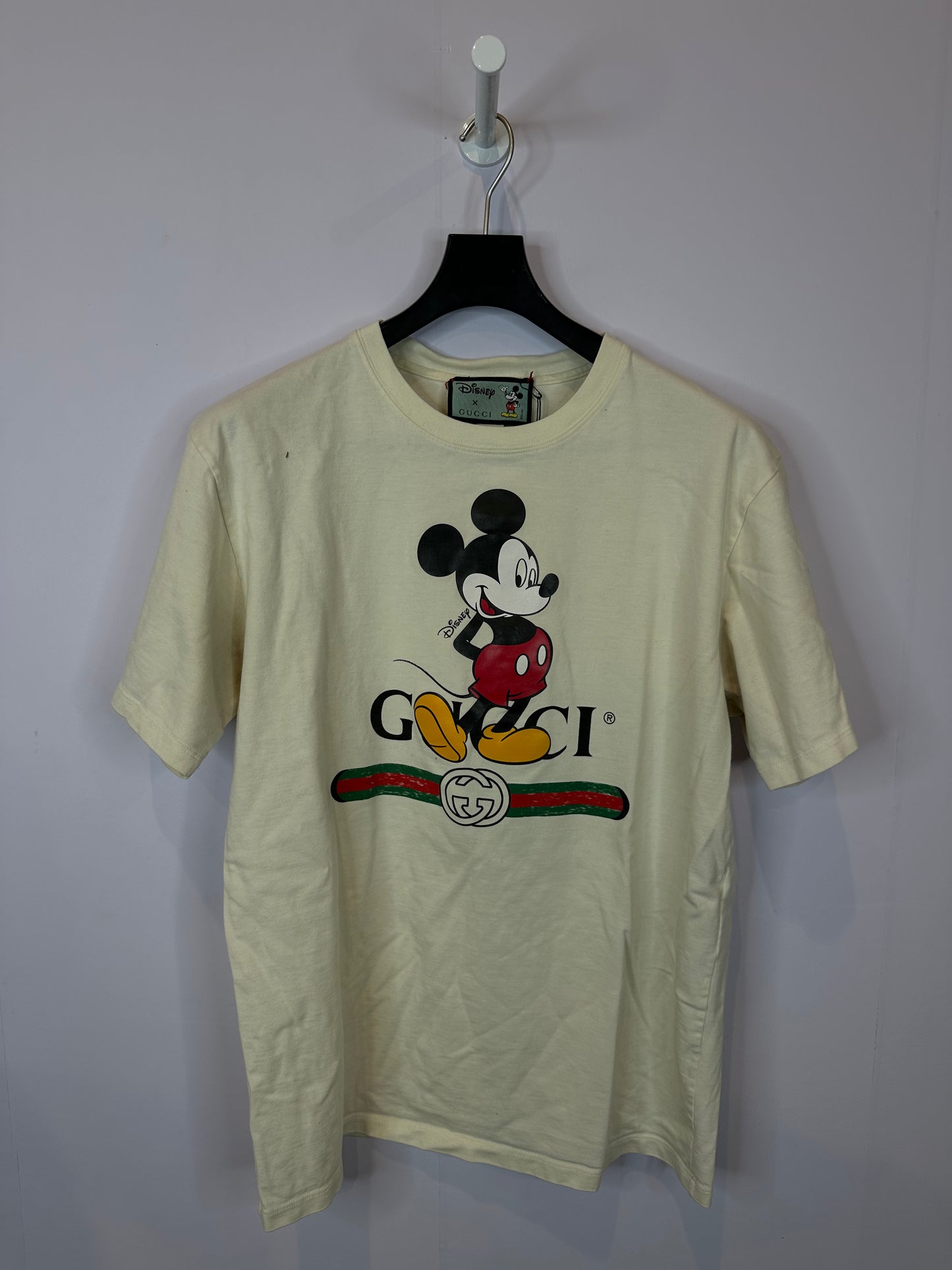 Gucci Disney Mickey Mouse Tee Cream Used Small