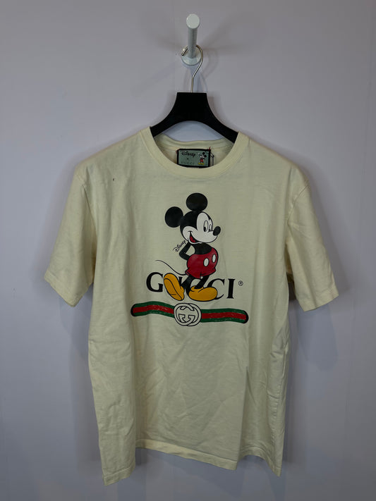 Gucci Disney Mickey Mouse Tee Cream Used Small