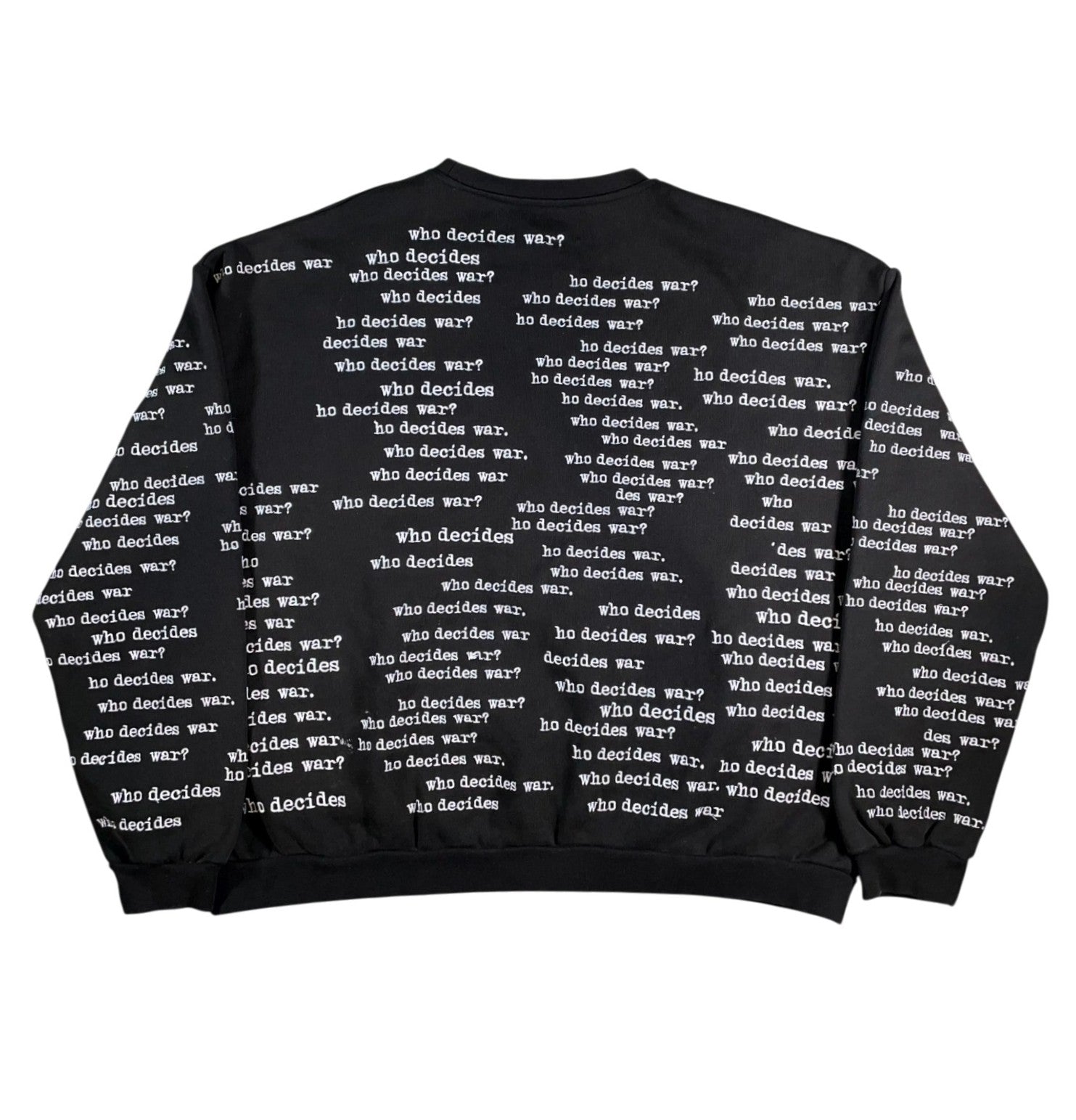 Who Decides War "Scripture Crewneck" Black Bleached Sweatshirt