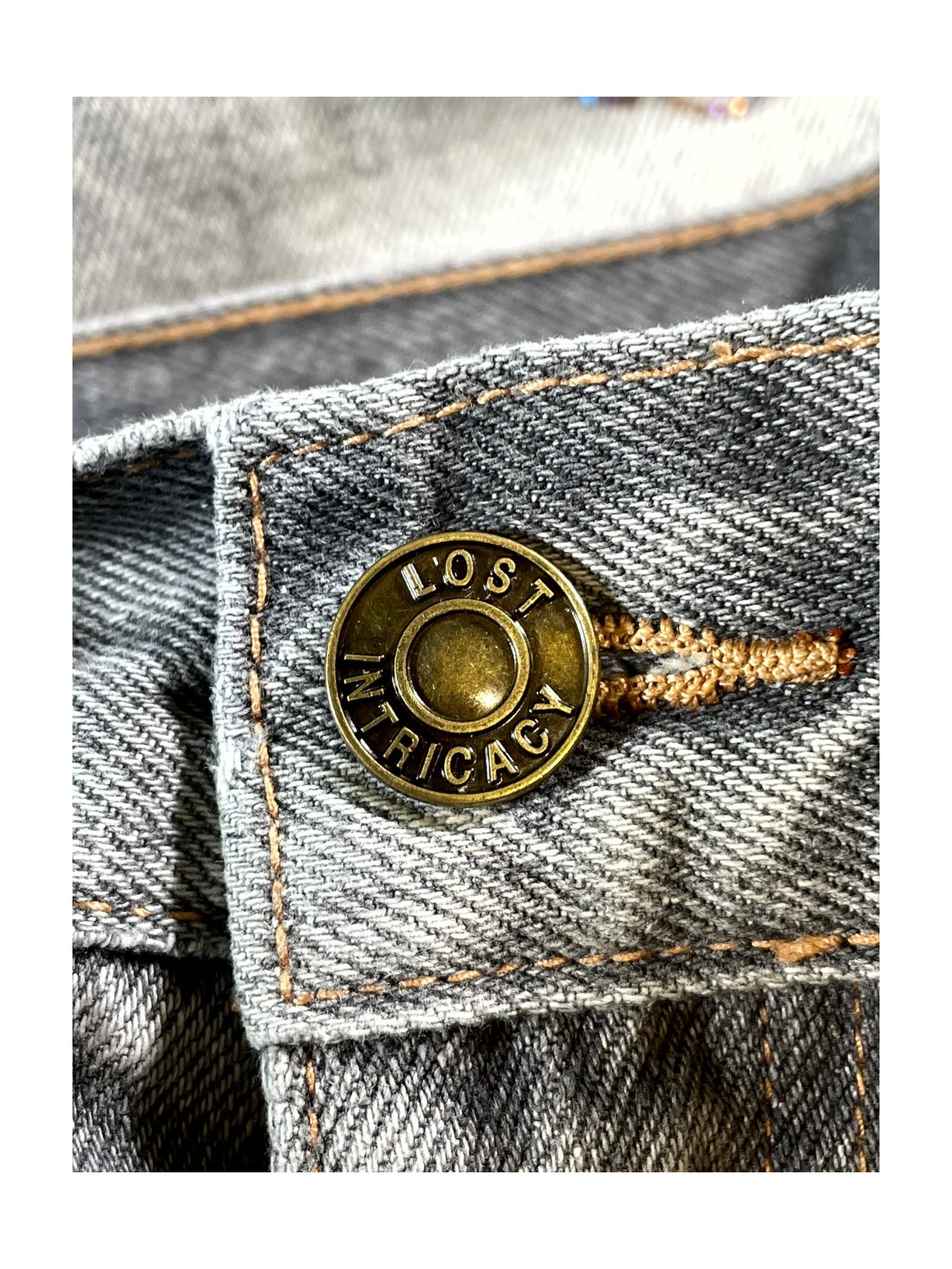 Lost Intricacy "Rhinestone All Over" Grey Jeans