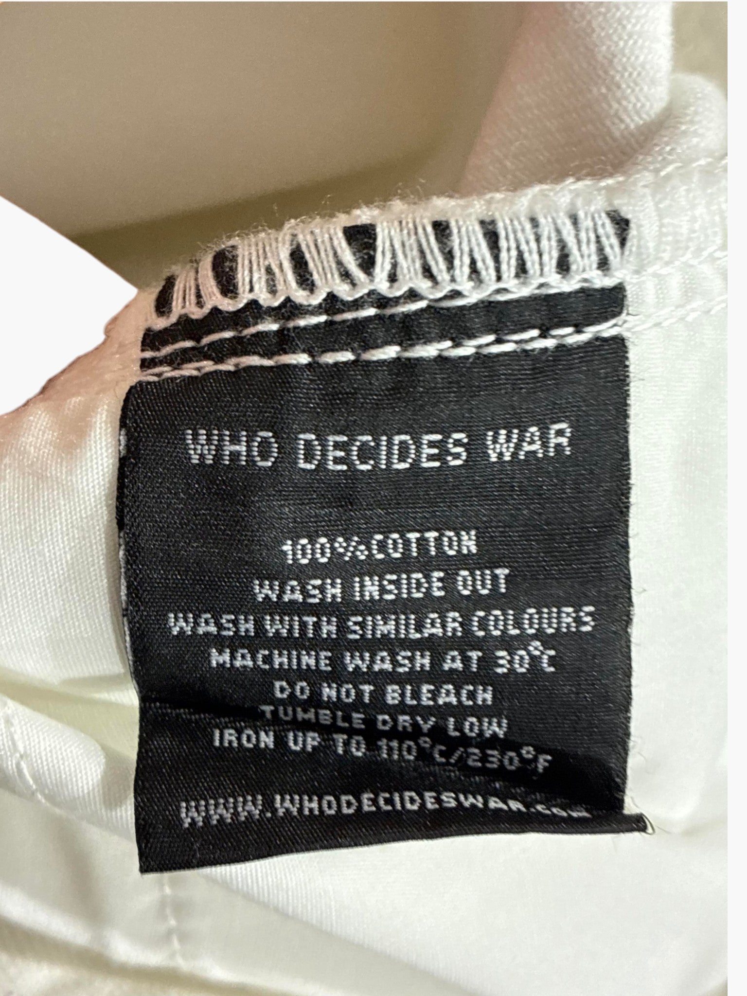 Who Decides War 'Red Scripture Black Rhinestone' Wax White Jeans