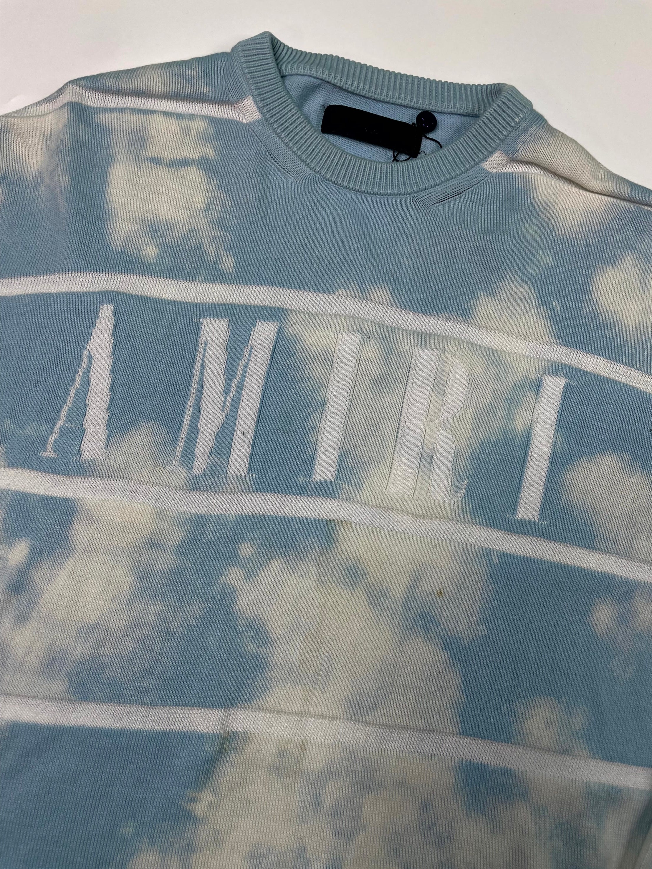 Amiri Core Logo Baby Blue & White Sweater