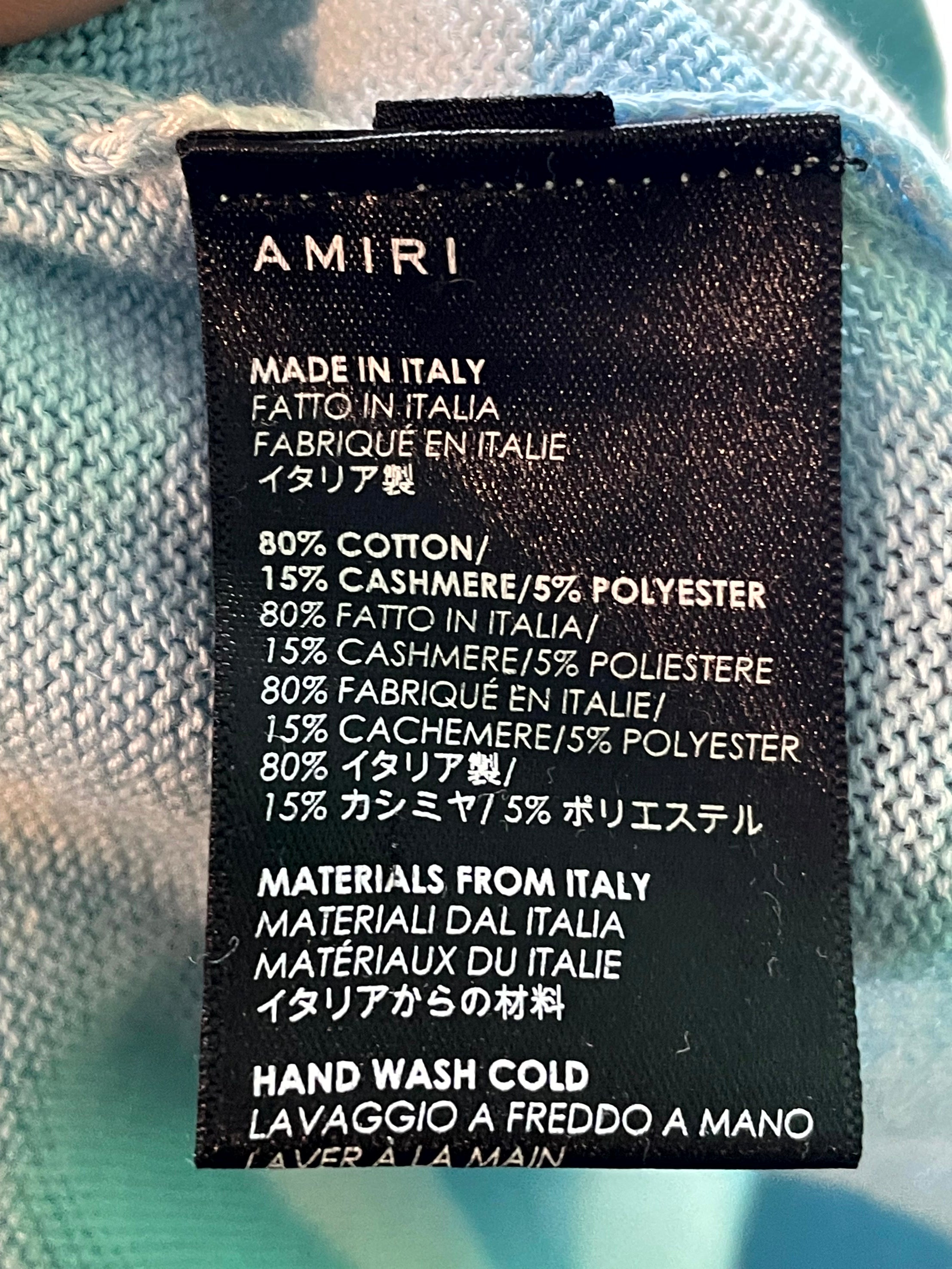 Amiri Core Logo Baby Blue & White Sweater