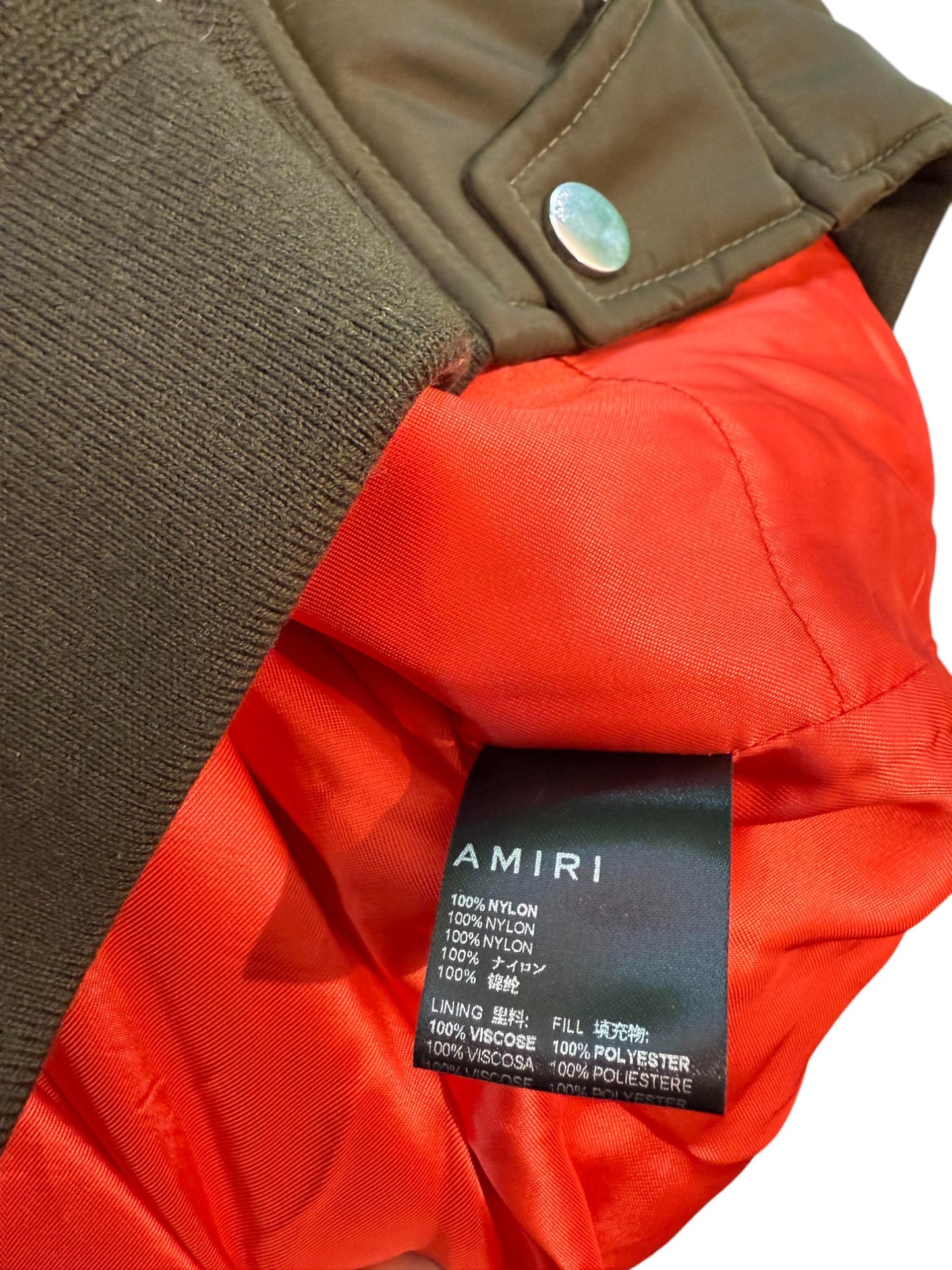 Amiri "Bone" Olive Bomber Jacket