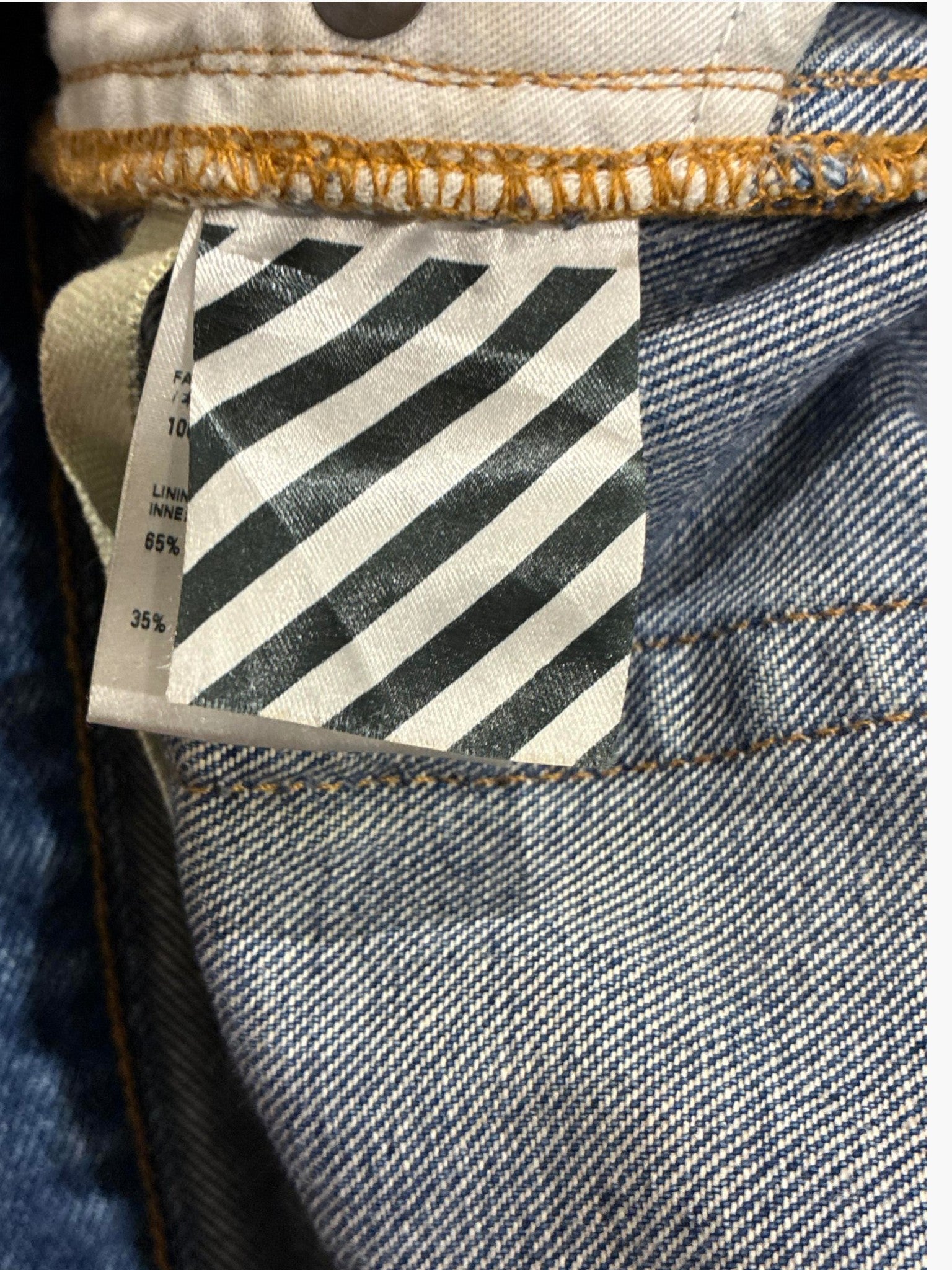 Off White Light Wash Embroidered Jeans