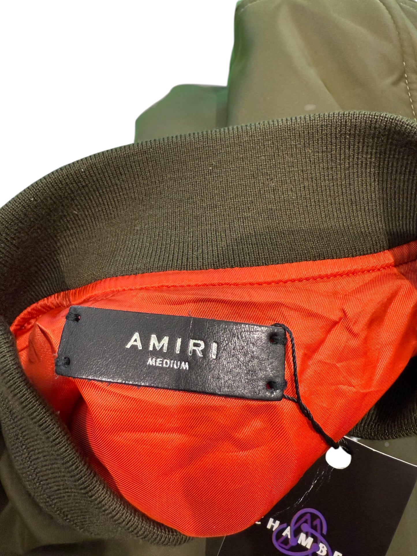 Amiri "Bone" Olive Bomber Jacket