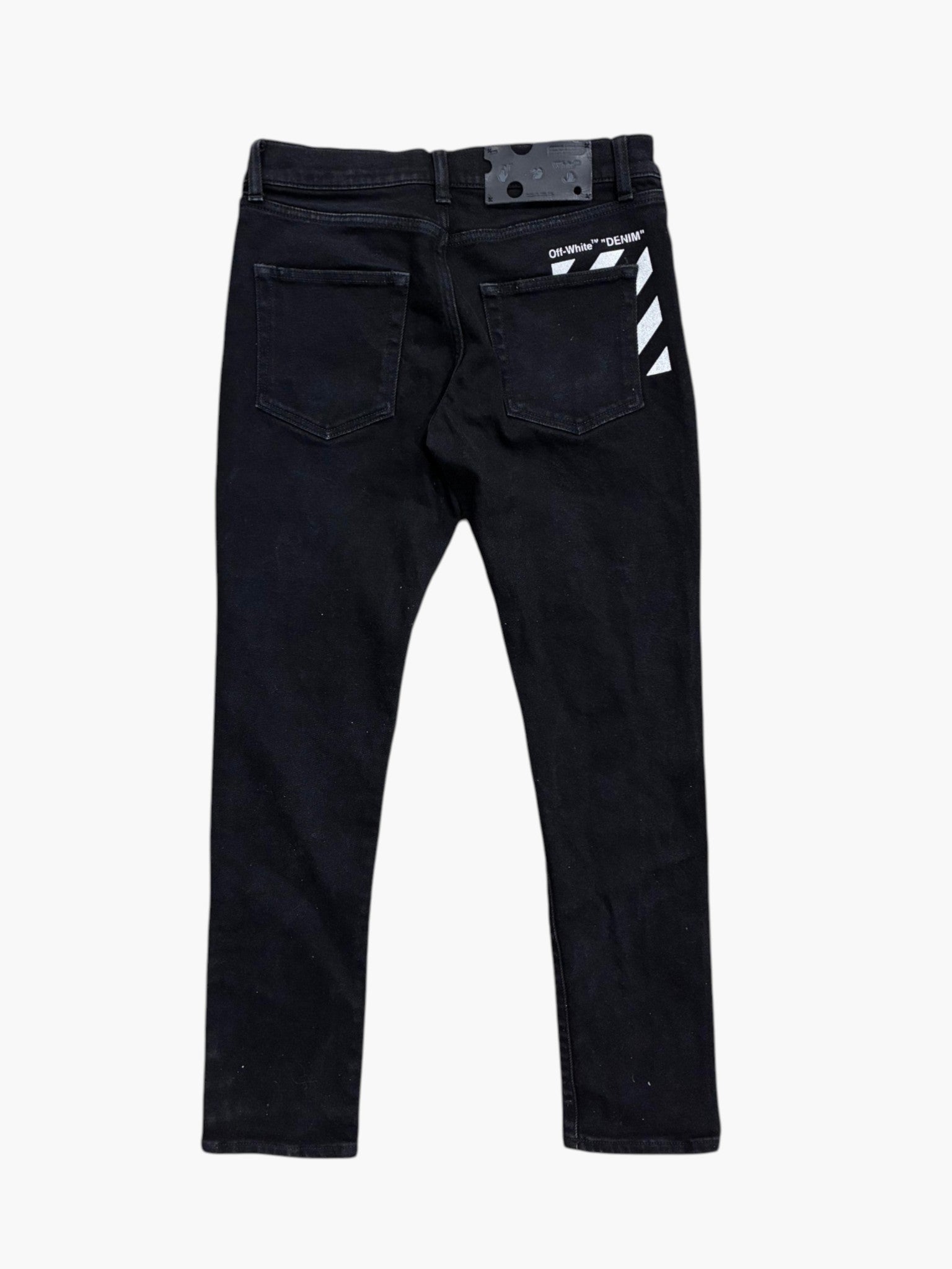Off White Black & White Striped Jeans