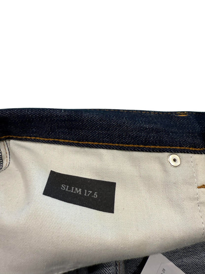 Dior Oblique Cuff Logo Dark Wash Blue Jeans