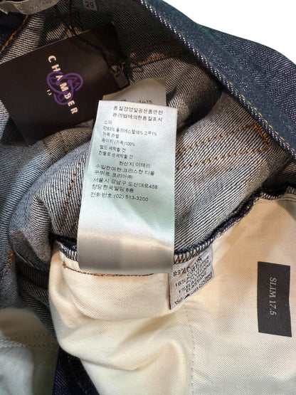 Dior Oblique Cuff Logo Dark Wash Blue Jeans