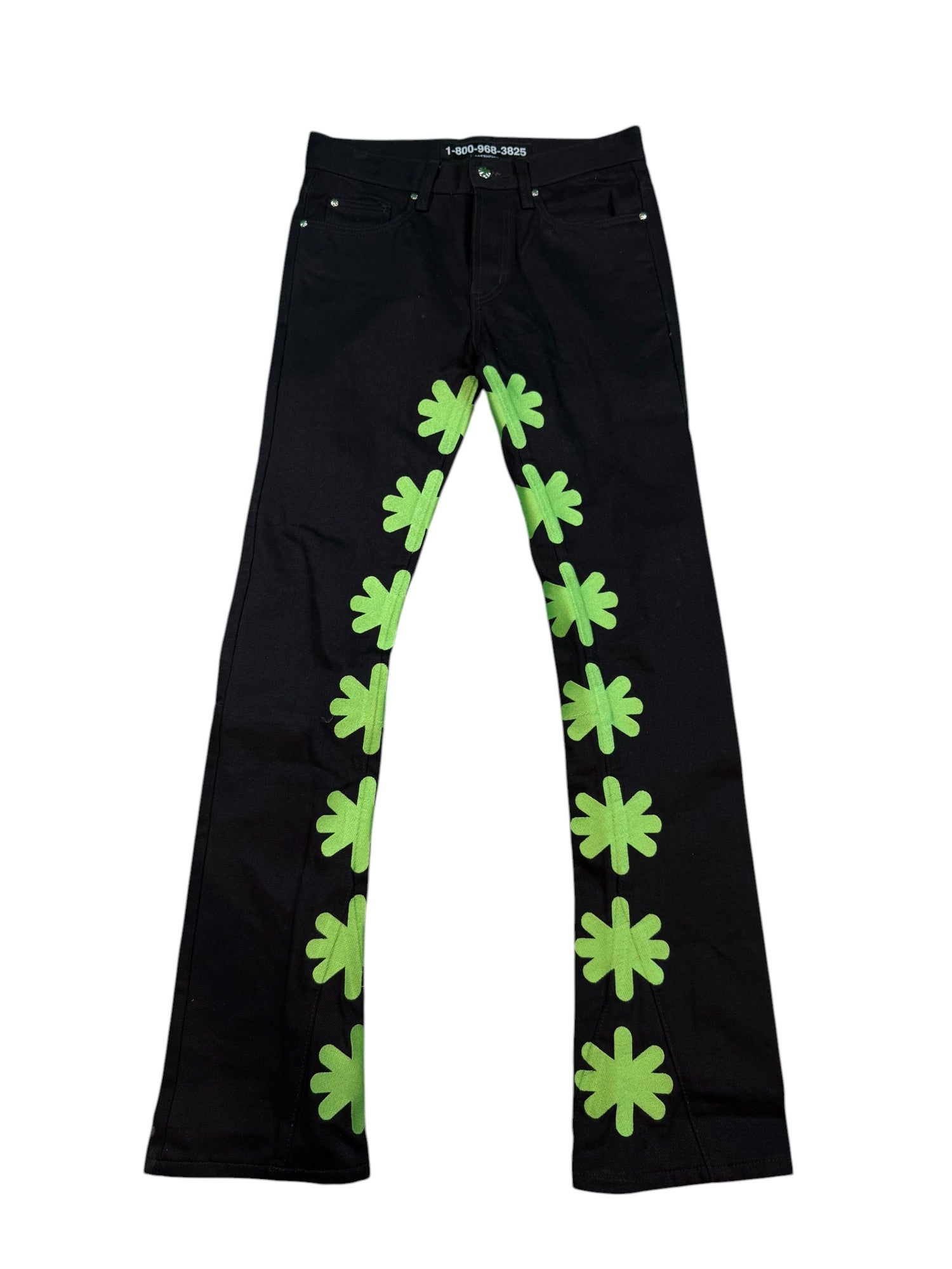 LOST SHDWS Green Floral Black Jeans